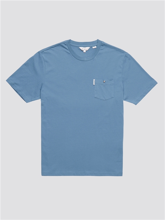 Ben Sherman Signature T-Shirt with Chest Pocket in Blue Shadow