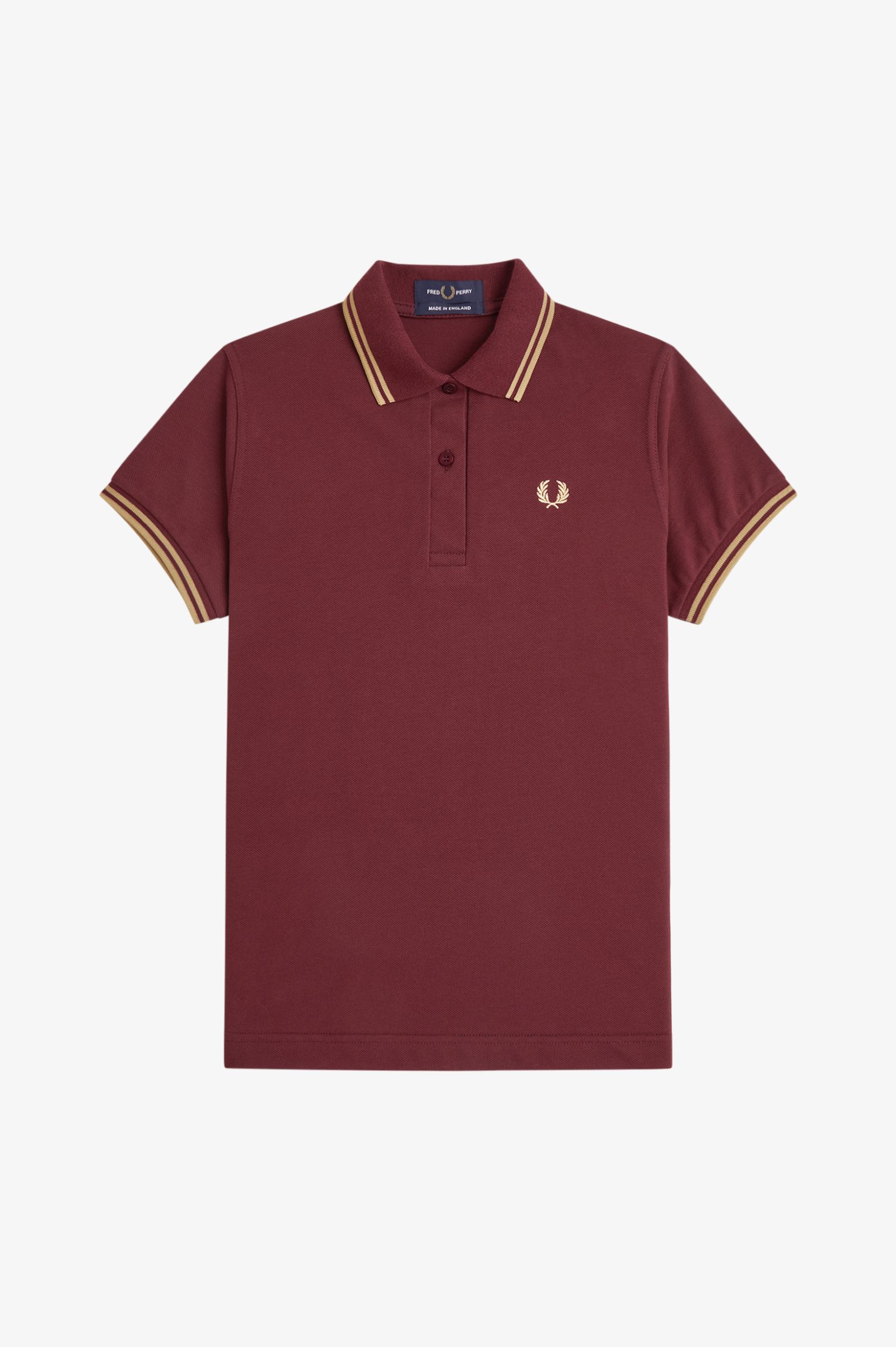 Fred Perry Made in England G12 Twin Tipped Polo Shirt (Maroon/Champagne/Champagne)