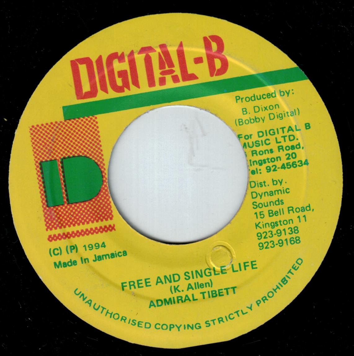 Admiral Tibet - Free And Single Life / Version (7")