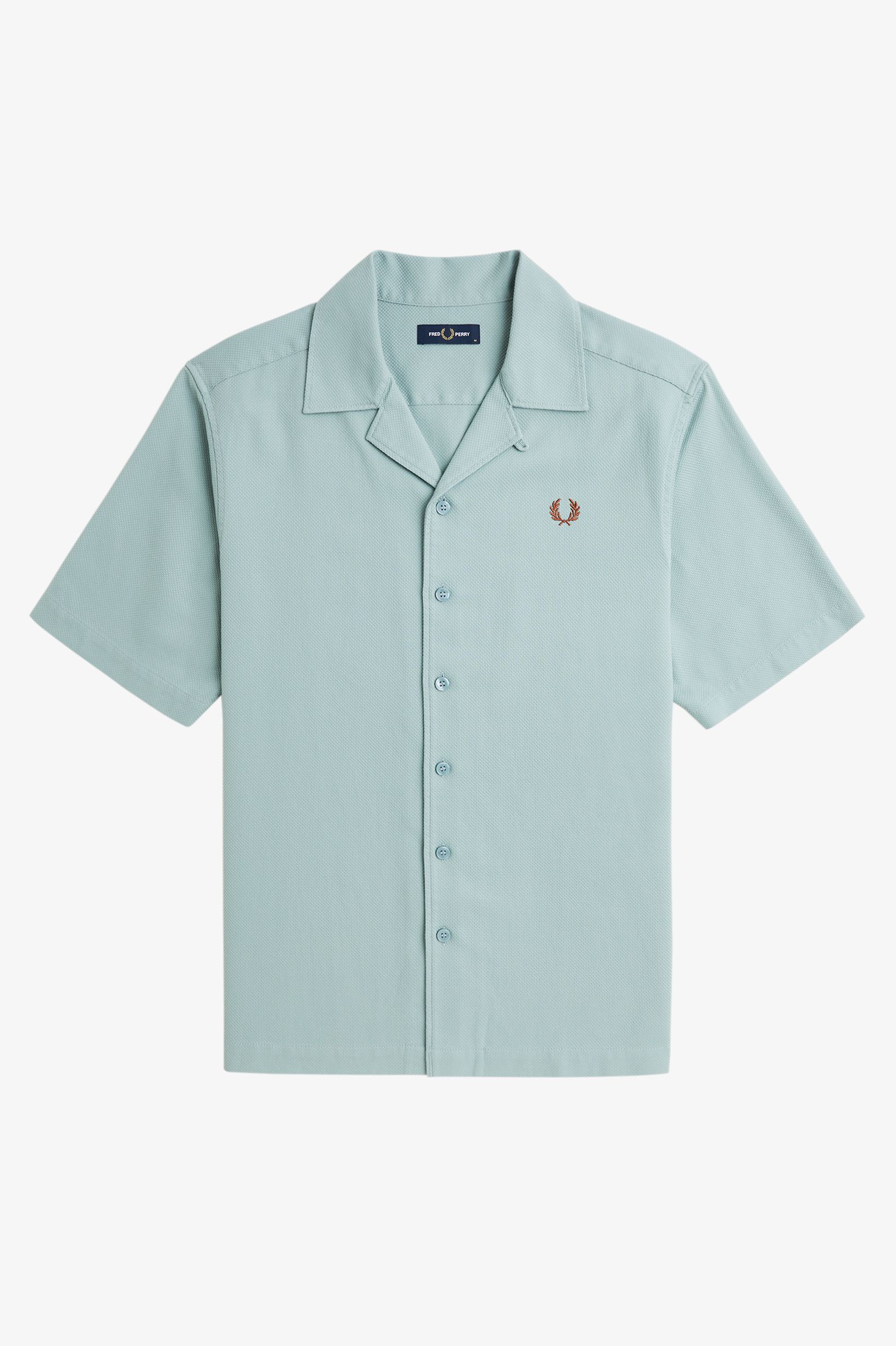 Fred Perry Pique Texture Revere Collar Shirt vin Silverblue