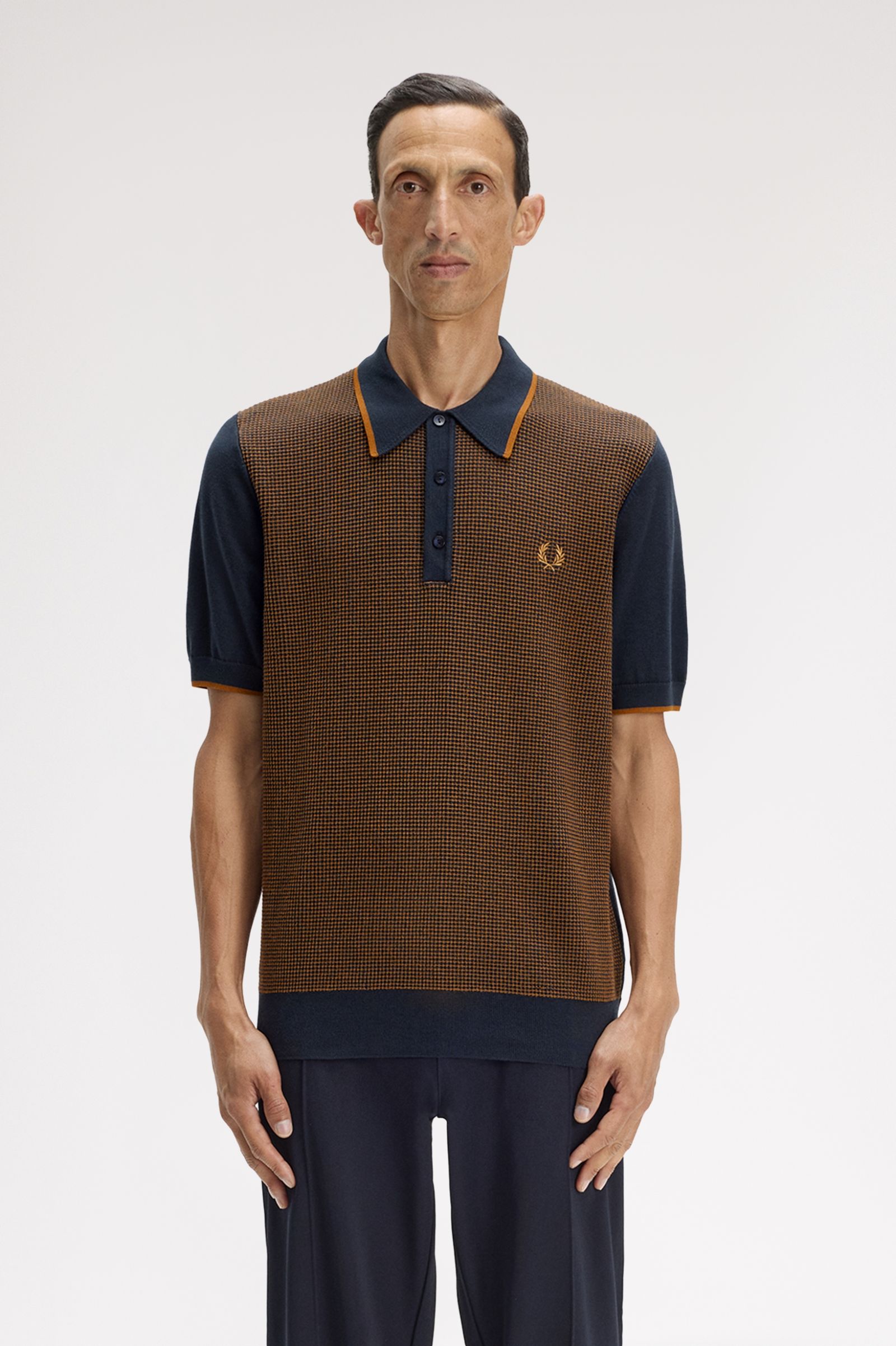 Fred Perry Tonic Waffle Knitted Shirt (Navy)