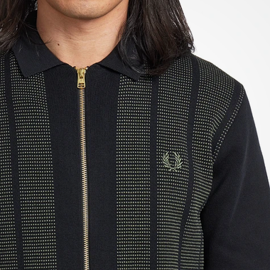 Fred Perry Textured Panel Zip Cardigan (Black)