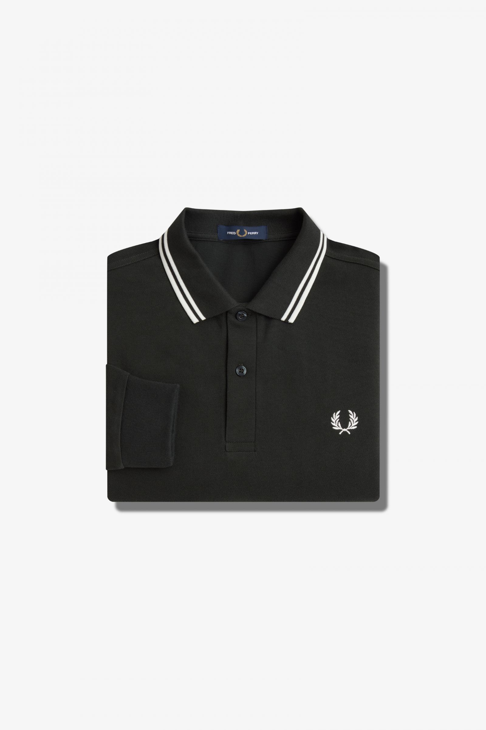 Fred Perry M3636 long sleeve tipped shirt - Nachtgrün