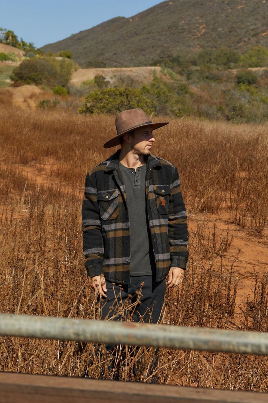 Brixton Durham Sherpa Lined Jacket in  Black/Charcoal/Desert Palm