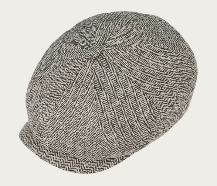 Steston Hatteras Silk Flat Cap in Black-White