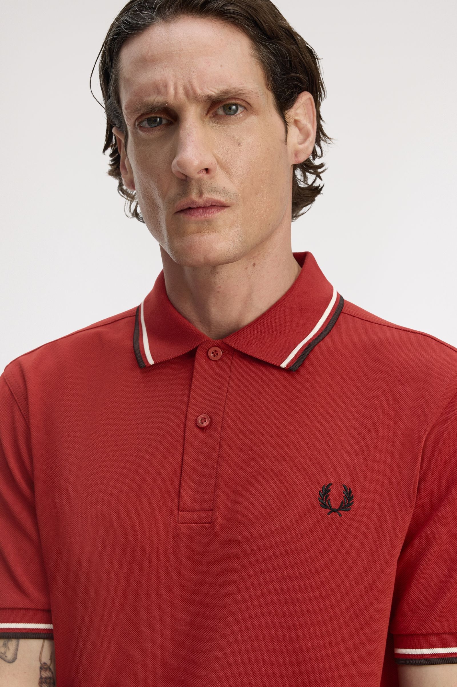 Fred Perry Twin Tipped Shirt (Burned Red/Ecru/Black)