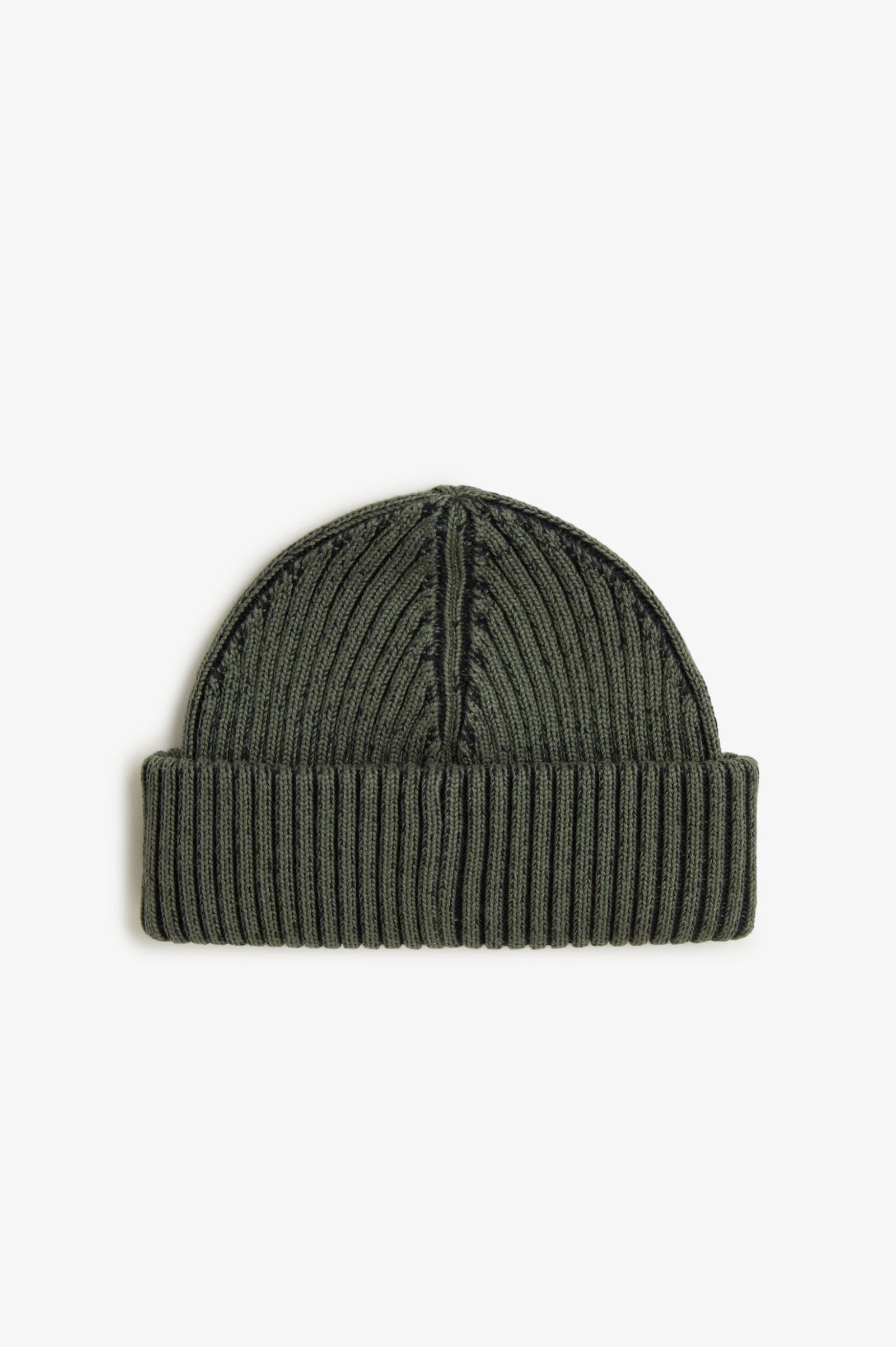 Fred Perry Cotton Ribbed Beanie (Laurelwreathgreen/Black) 
