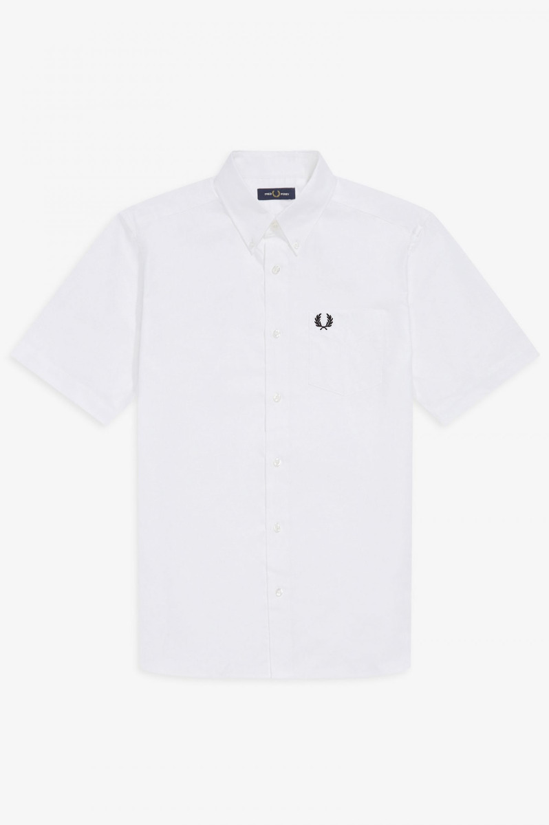 Fred Perry Hemd Kurzarm Oxford White M8502-M