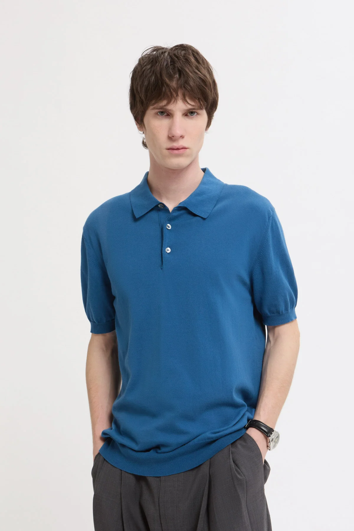 Baracuta Short Sleeve Knit Polo (Deep Water)