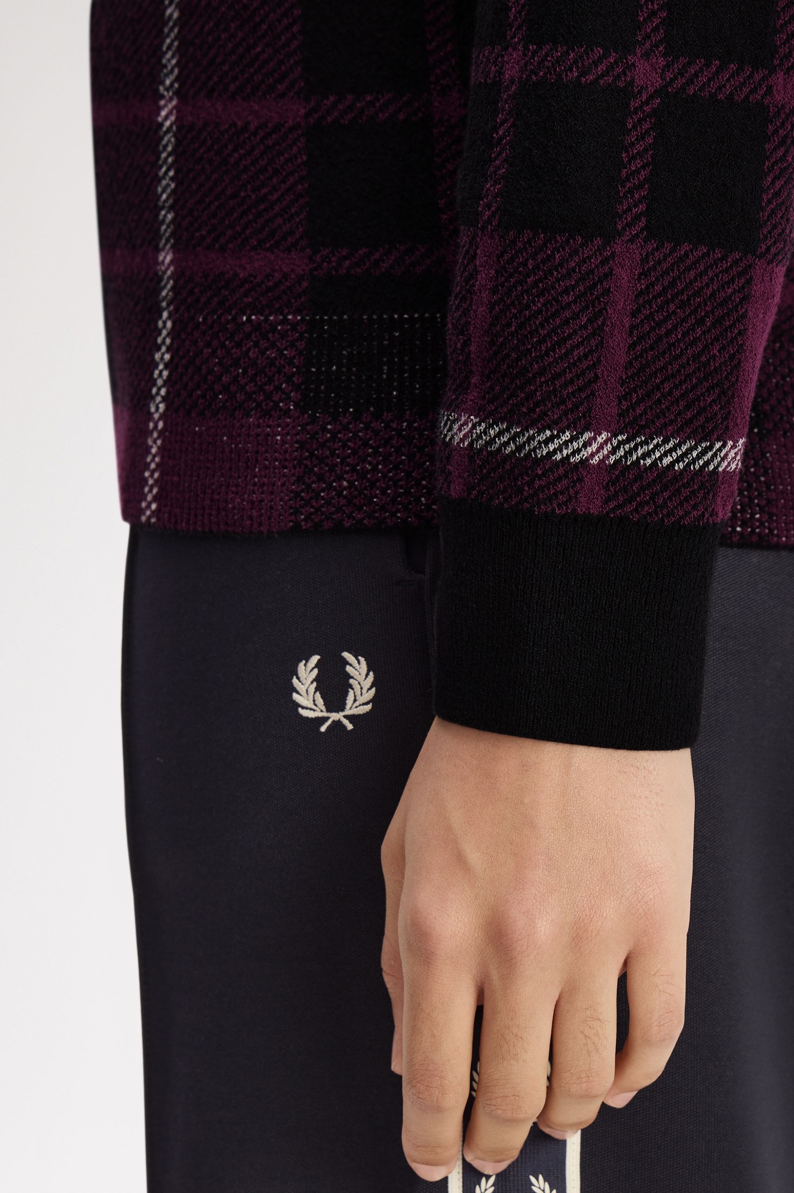 Fred Perry Boucle Tartan Jumper (Plum)