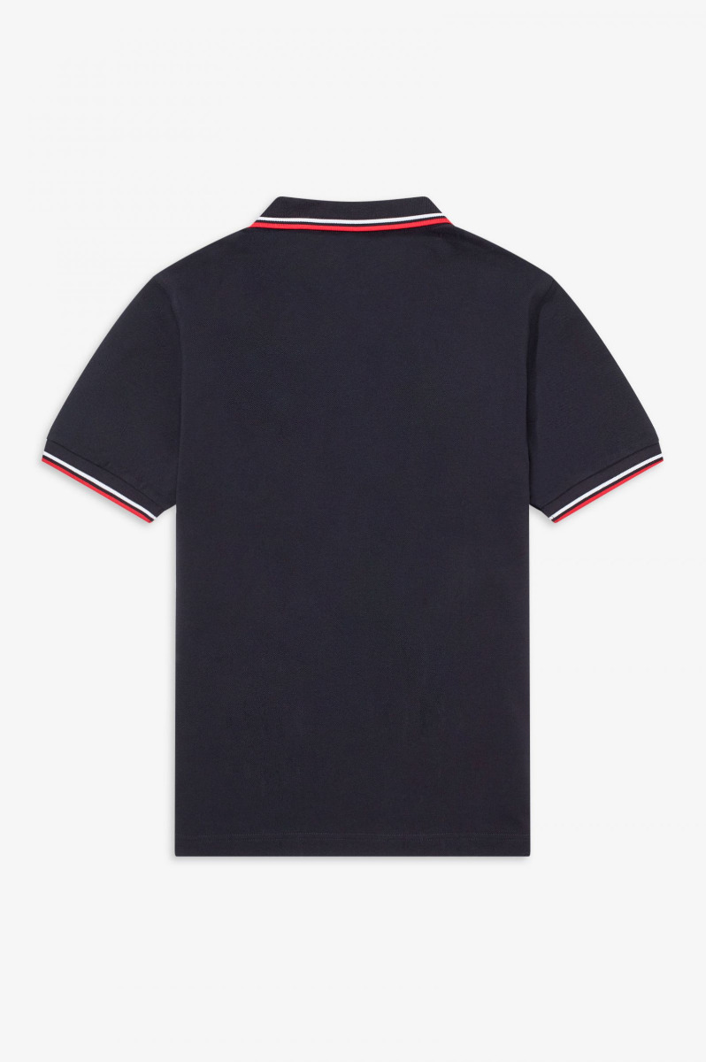 Fred Perry Poloshirt Navy/Weiß/Rot-M