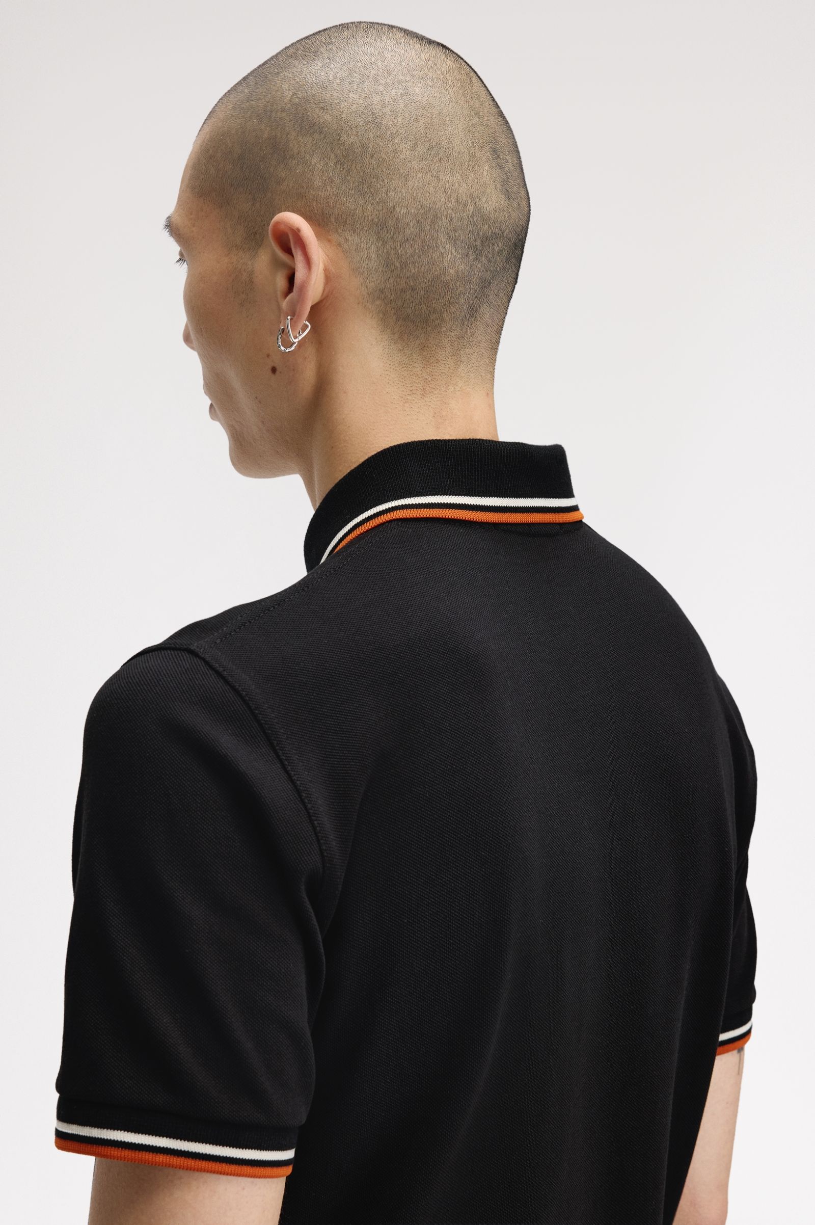 Fred Perry Made in England M12 Twin Tipped Polo Shirt (Black/Tramline White/Summer Clay)