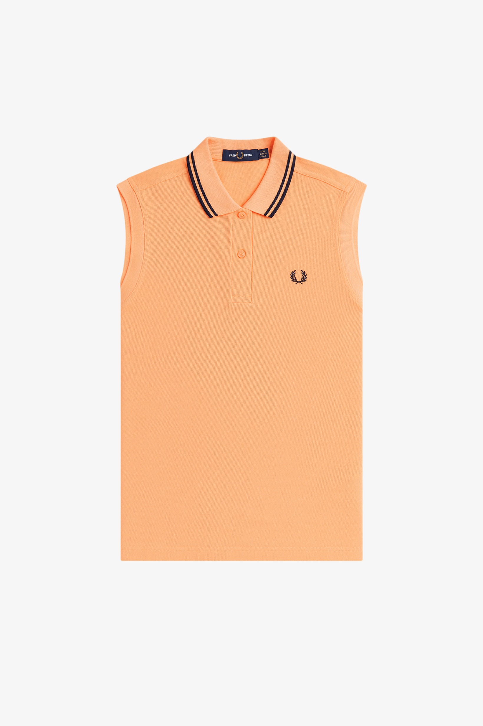 Fred Perry Sleeveless Damen Polo Shirt (Peach/Navy/Navy)