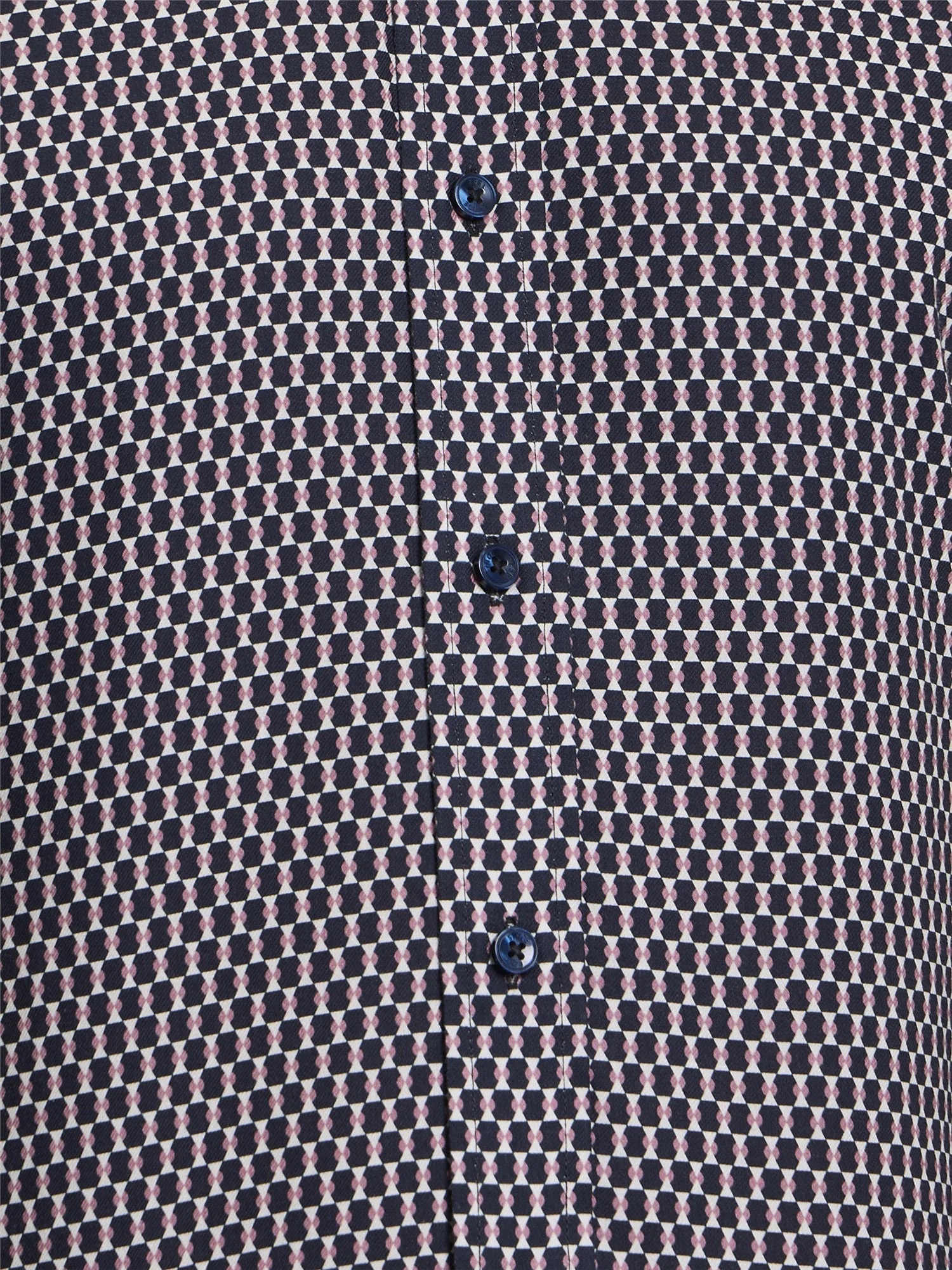 Ben Sherman Long Sleeve Micro Geo Print Shirt (Dark Navy)
