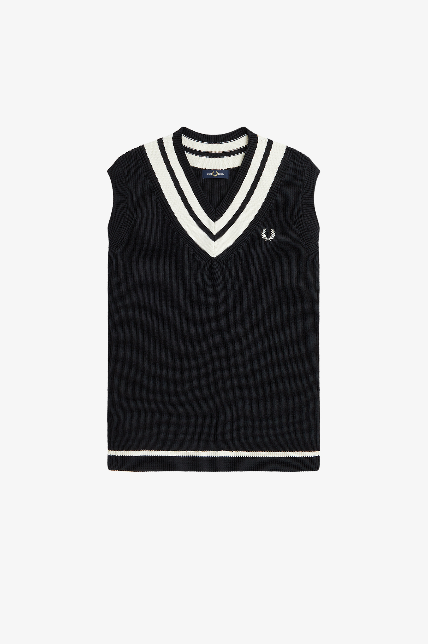 Fred Perry Striped Trim V-Neck Tank Black