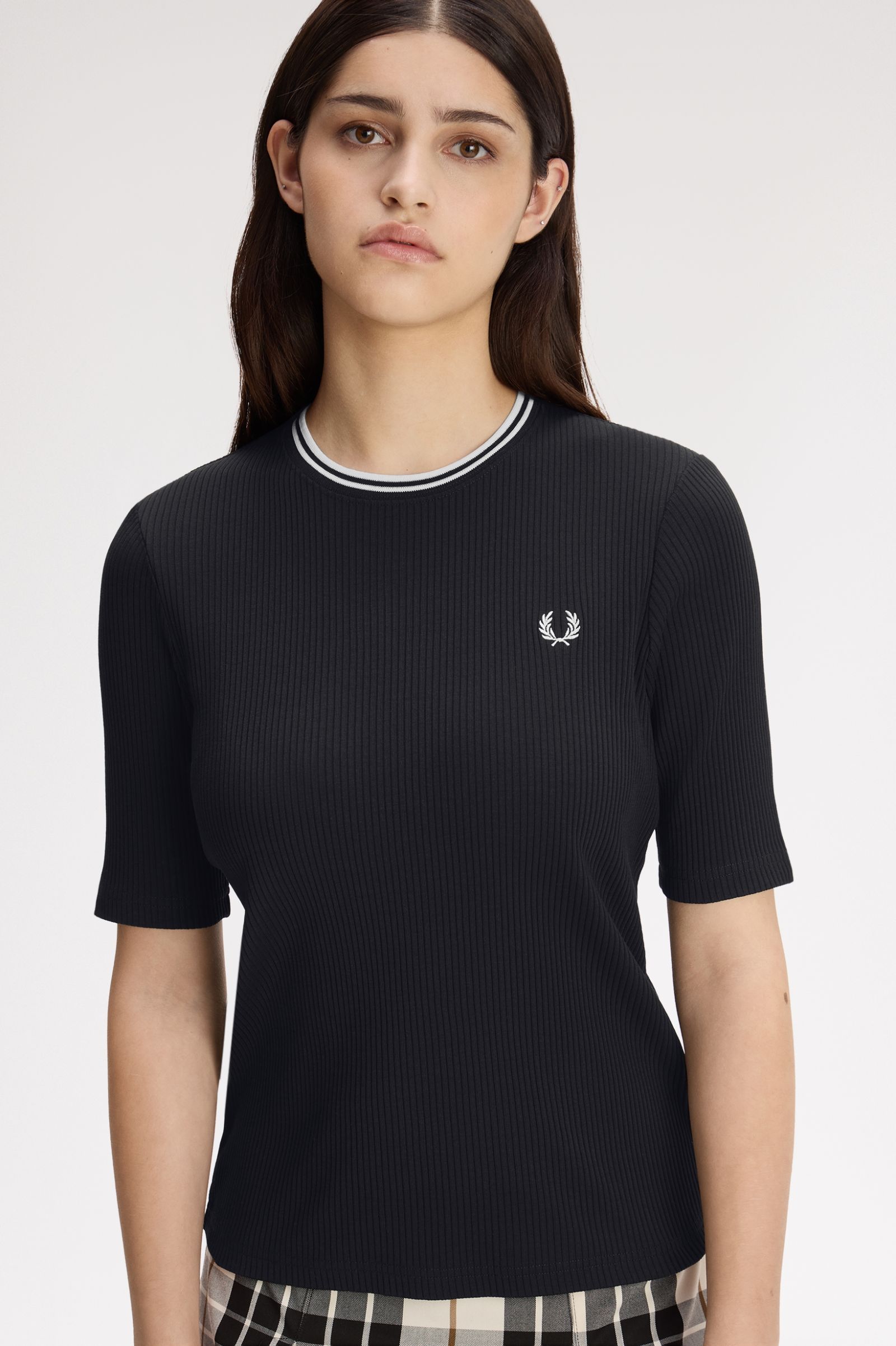 Fred Perry Twin Tipped Ribbed T-Shirt (Black)