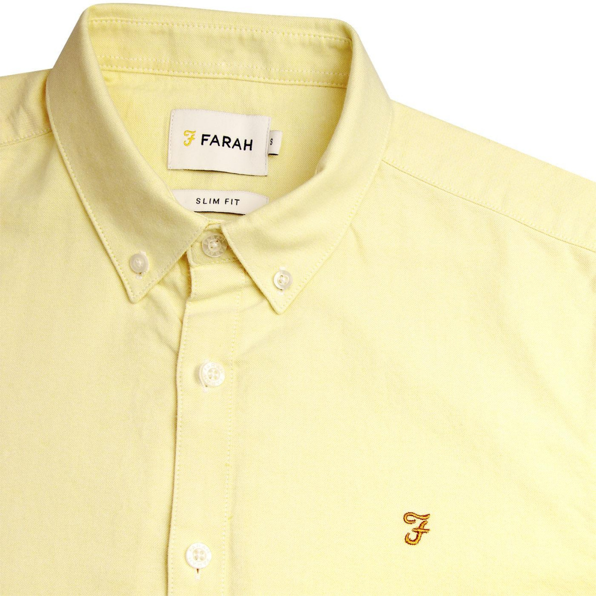 Farah Brewer Slim Short Sleeve Herren Shirt In Acid Yellow