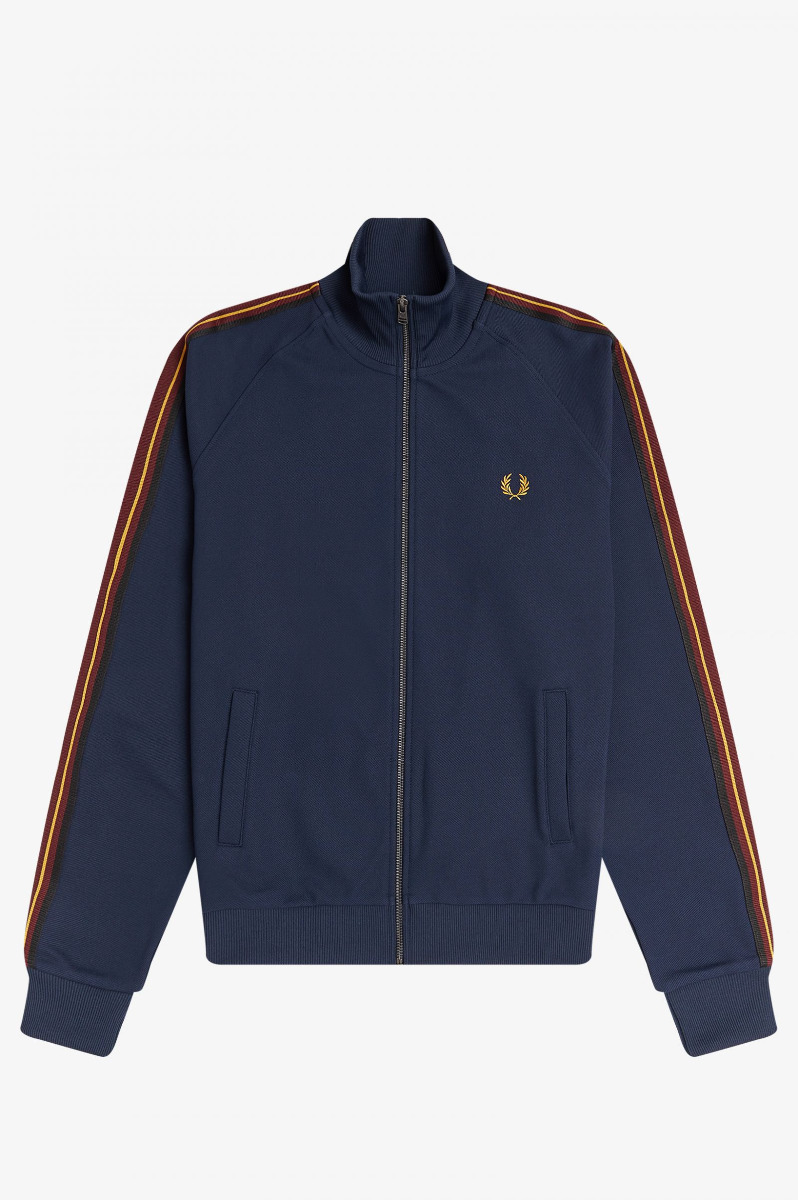 Fred Perry Striped Tape Track Jacket Dark Carbon-S