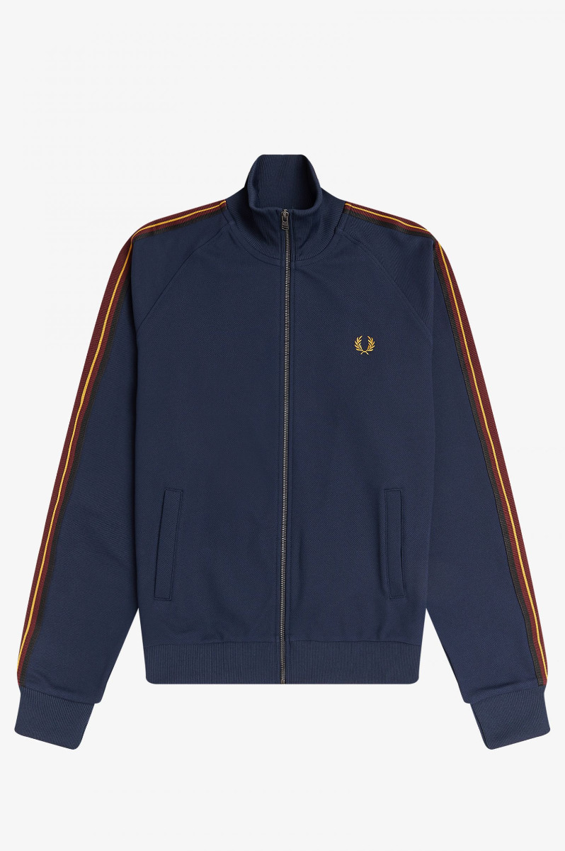 Fred Perry Striped Tape Track Jacket Dark Carbon-XXL