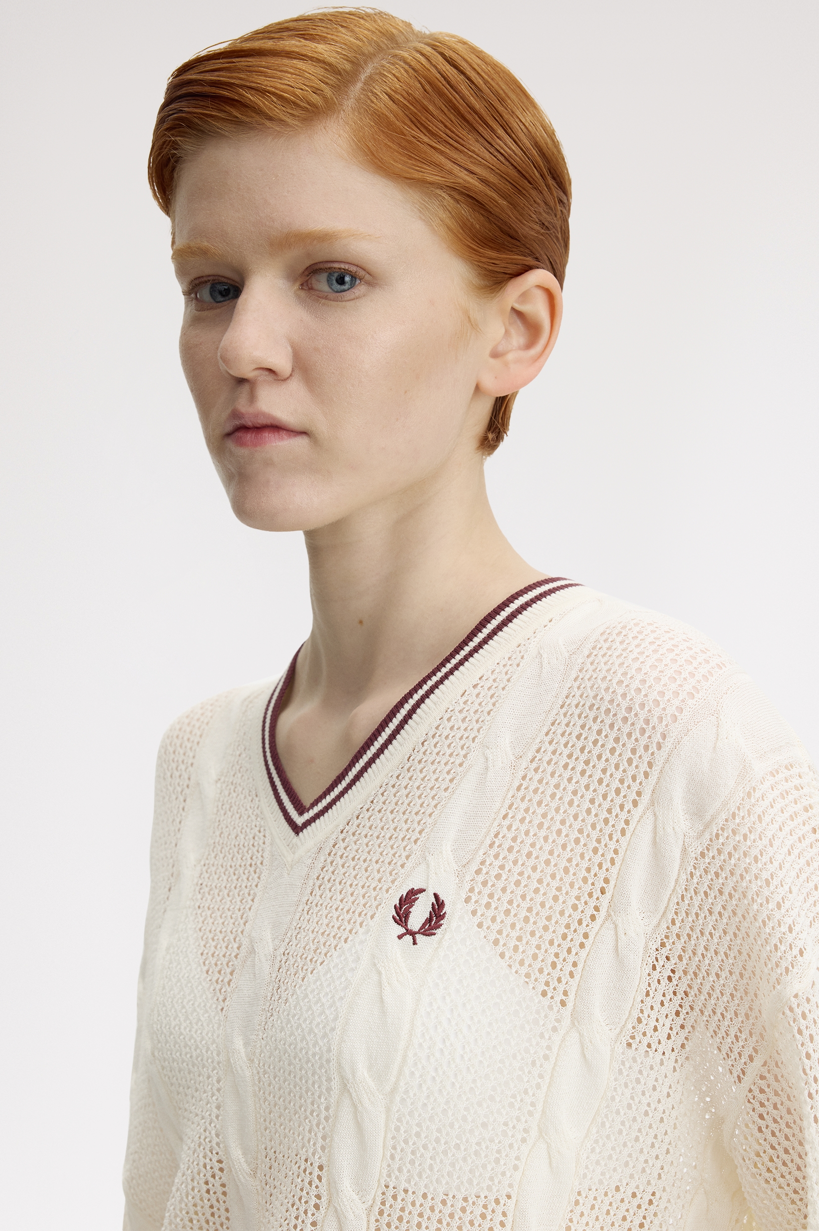 Fred Perry Mesh Cable Knit Jumper (Ecru)