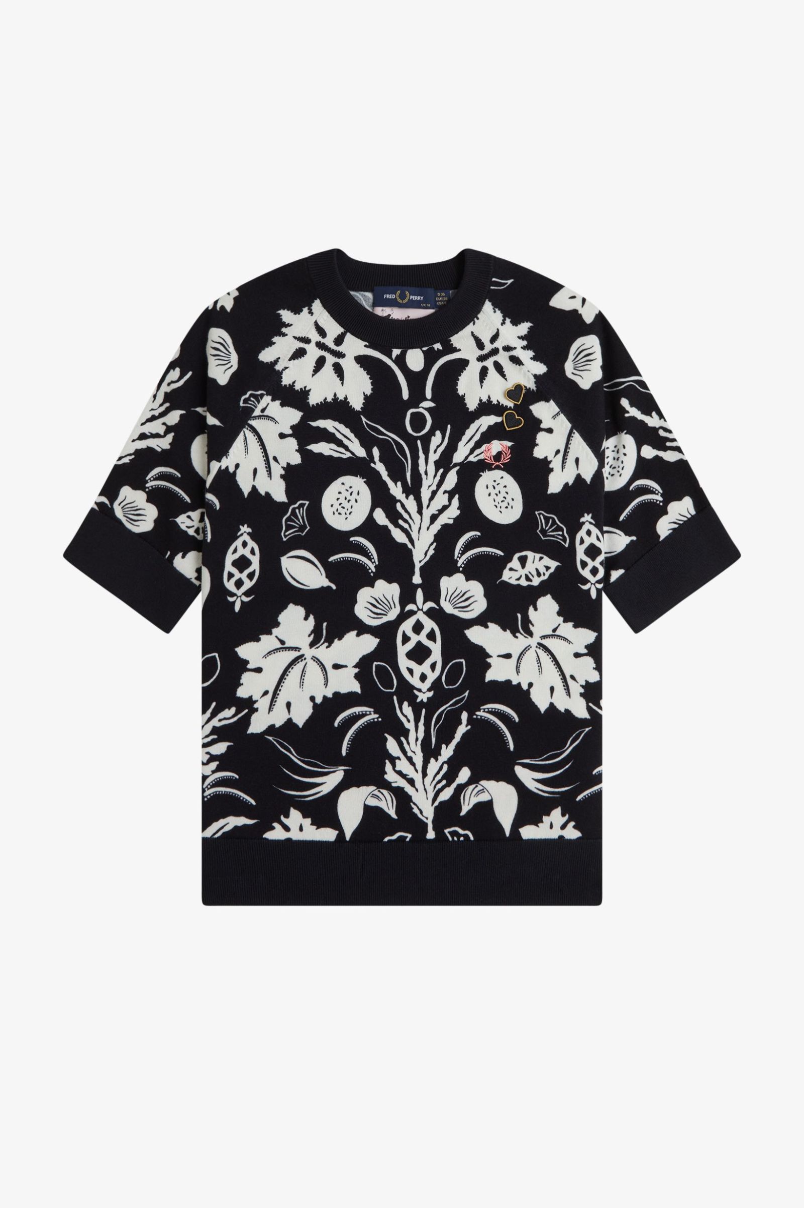 Fred Perry Amy Winehouse Printed Knitted Top in Black 