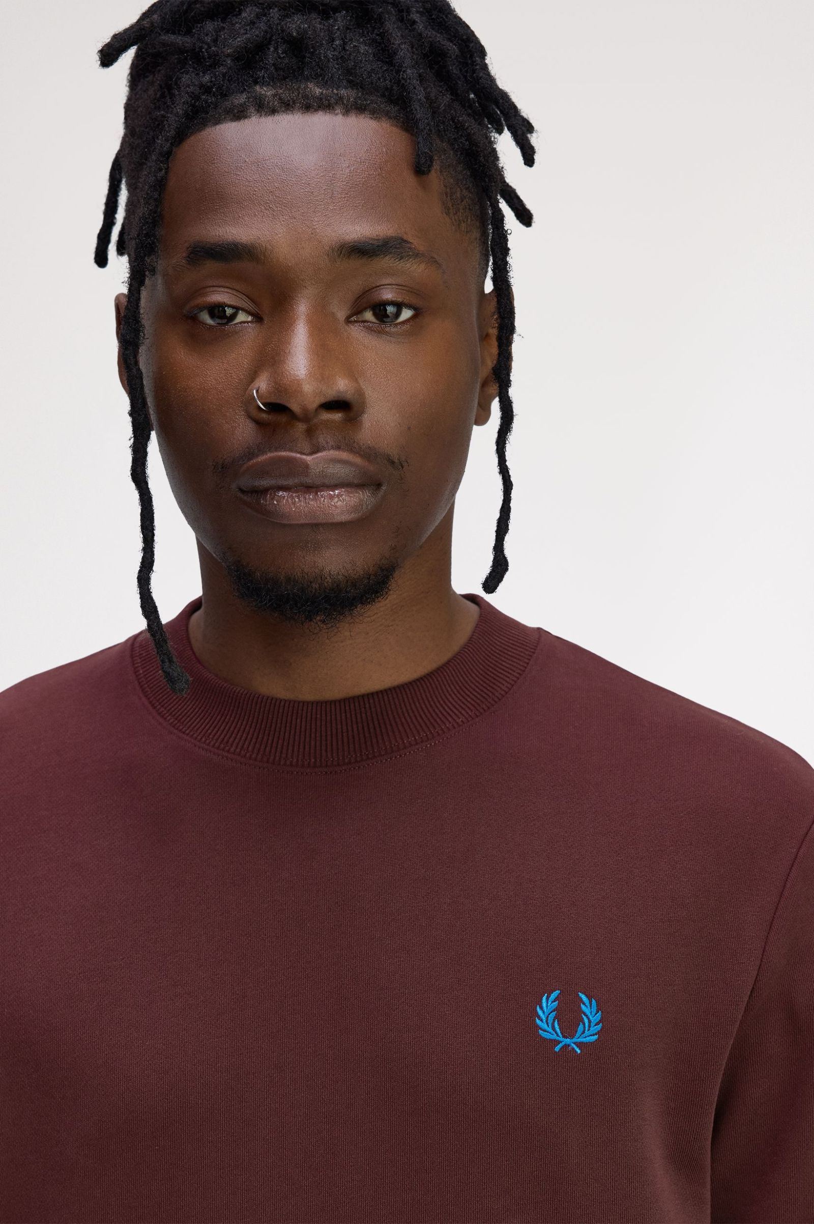 Fred Perry Crew Neck Sweatshirt (Oxblood/Ecru/Courtblue)