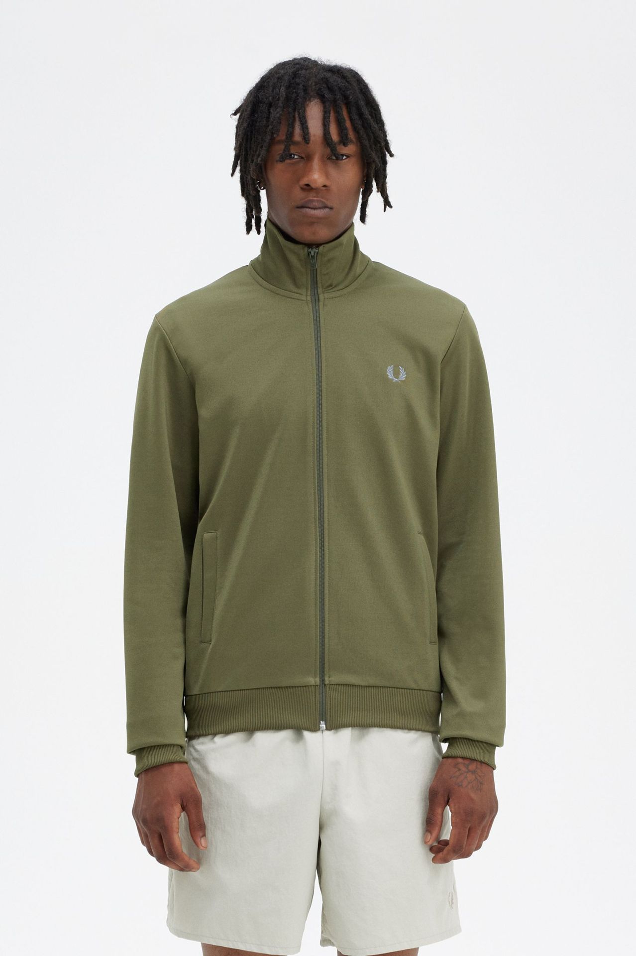 Fred Perry Track Jacket J6000 in Uniform Green / Ocean