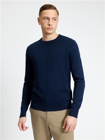 Ben Sherman Textured Front Crew Neck (Dark Navy)