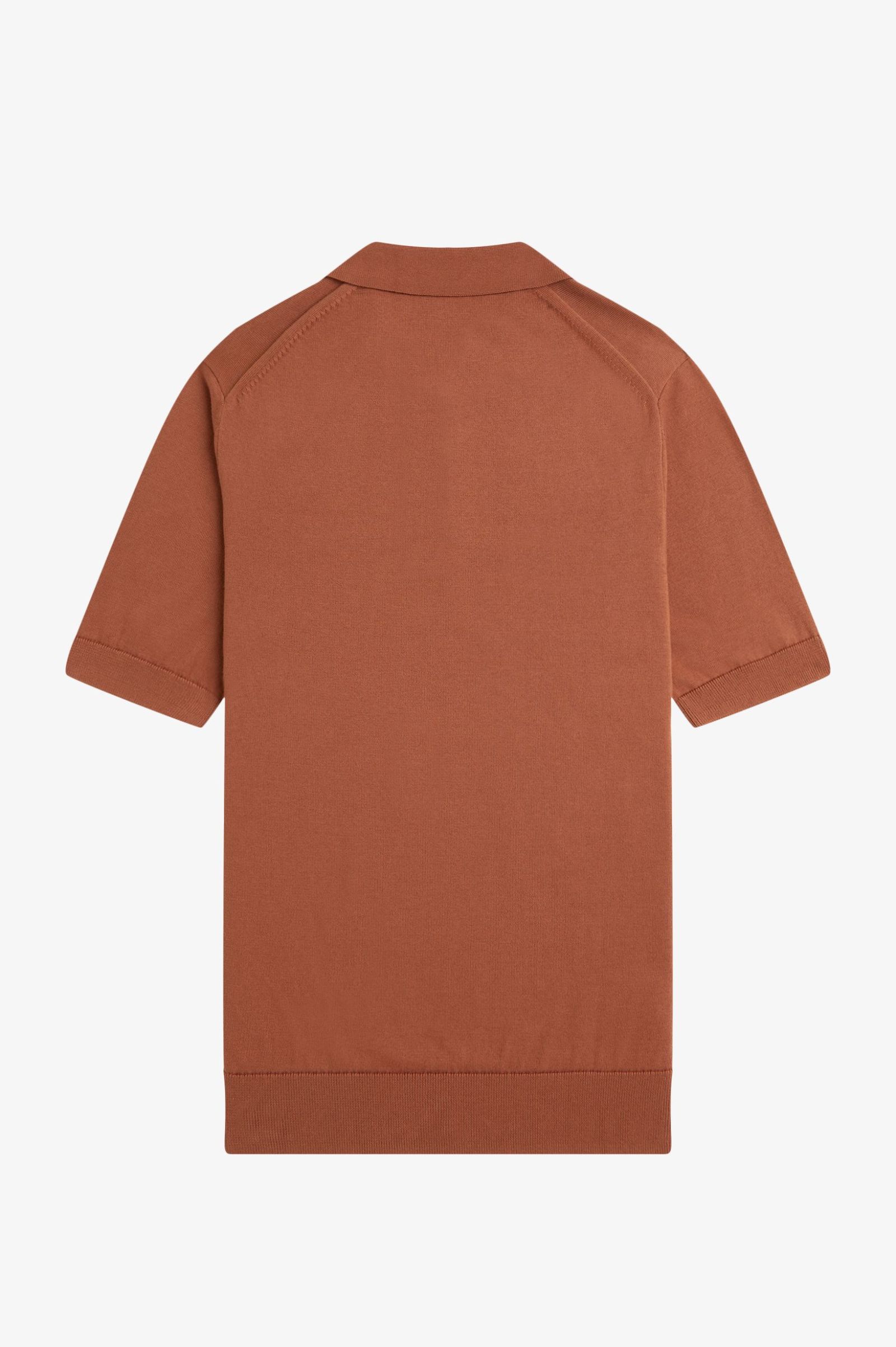 Fred Perry Cotton Knitted Shirt in Cinnamon