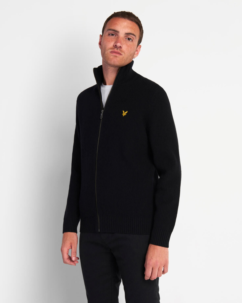 Lyle and Scott Knitted Zip Through Cardigan black-L