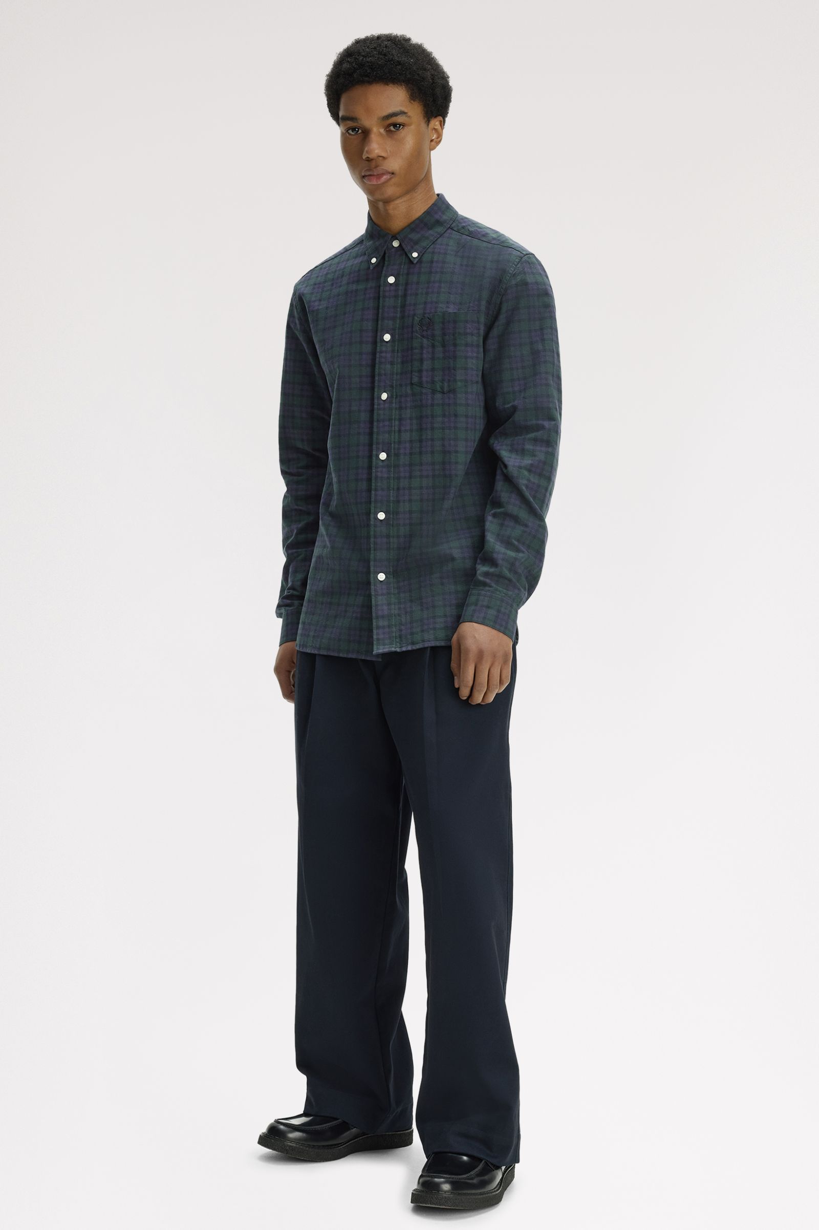 Fred Perry Blackwatch Tartan Oxford Shirt (Blackwatch Tartan)