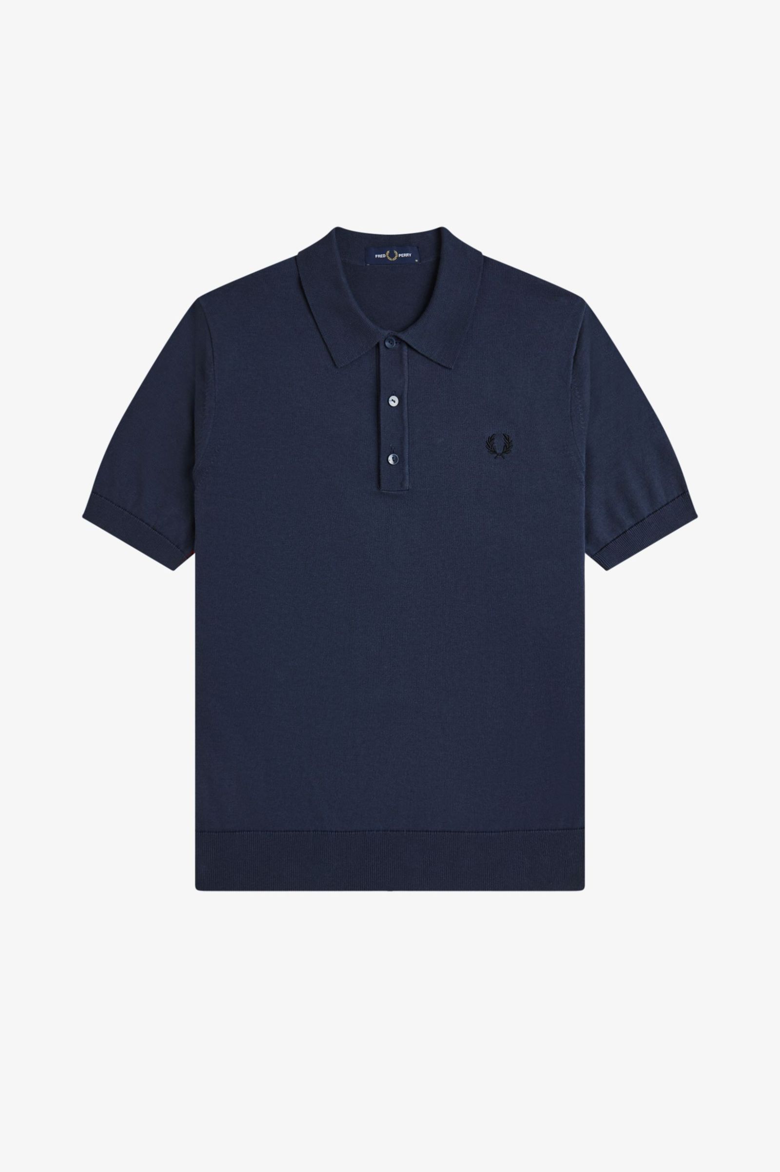 Fred Perry Cotton Knitted Shirt (Dark Airforce)