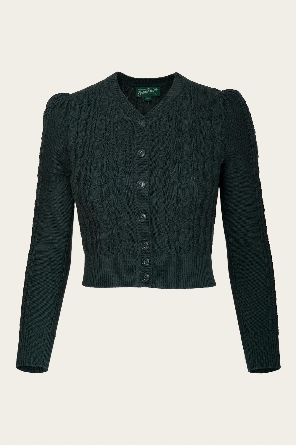 Emmy Design The Ice Skater Cardigan (Dark Bottle Green Wool)