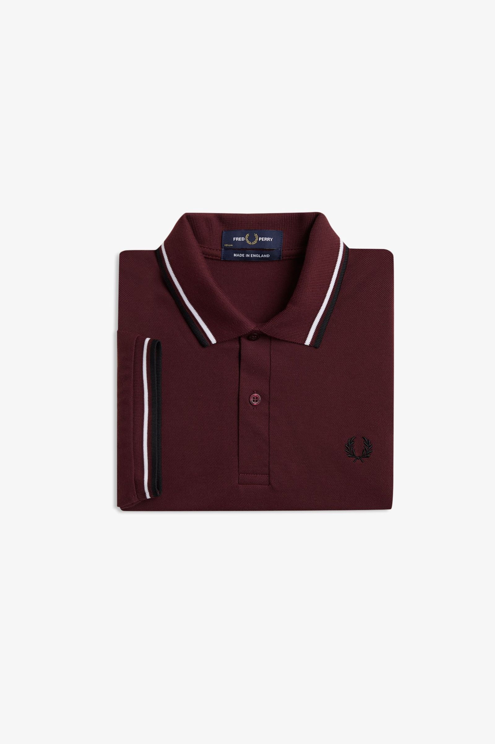 Fred Perry Made in England Twin Tipped Polo Shirt (Oxblood/White/Black)