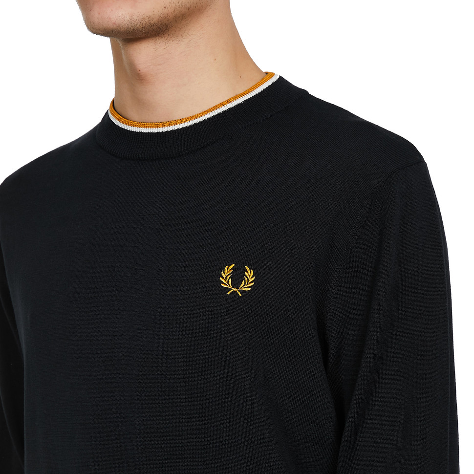 Fred Perry Striped Roll Neck Jumper Black-XL