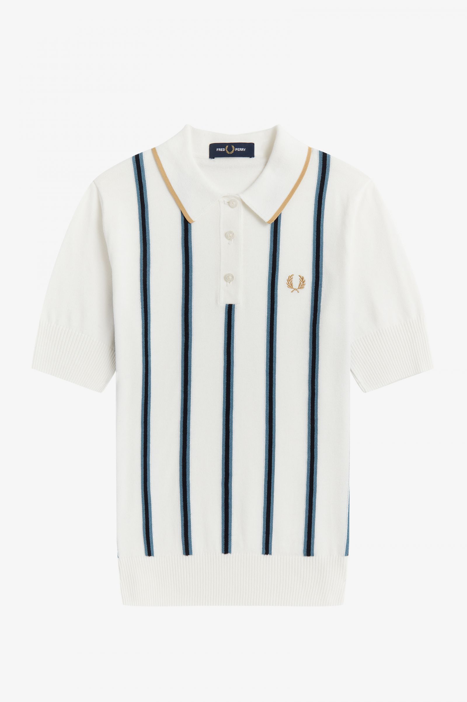 Fred Perry Striped Knitted Shirt Snow White