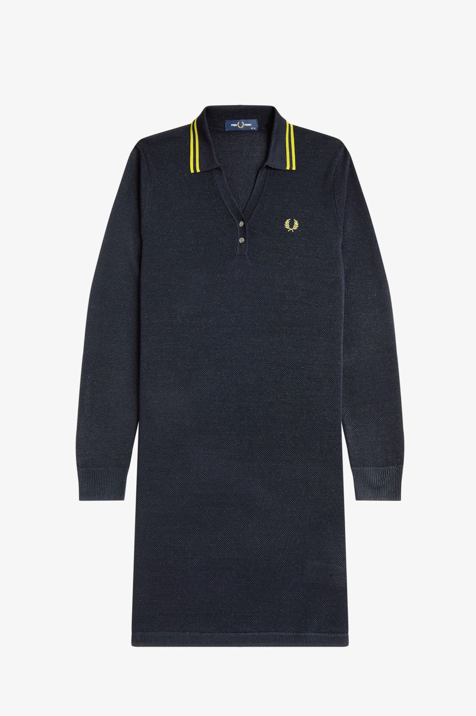 Fred Perry Textured Metallic Knit Polo Dress (Navy)
