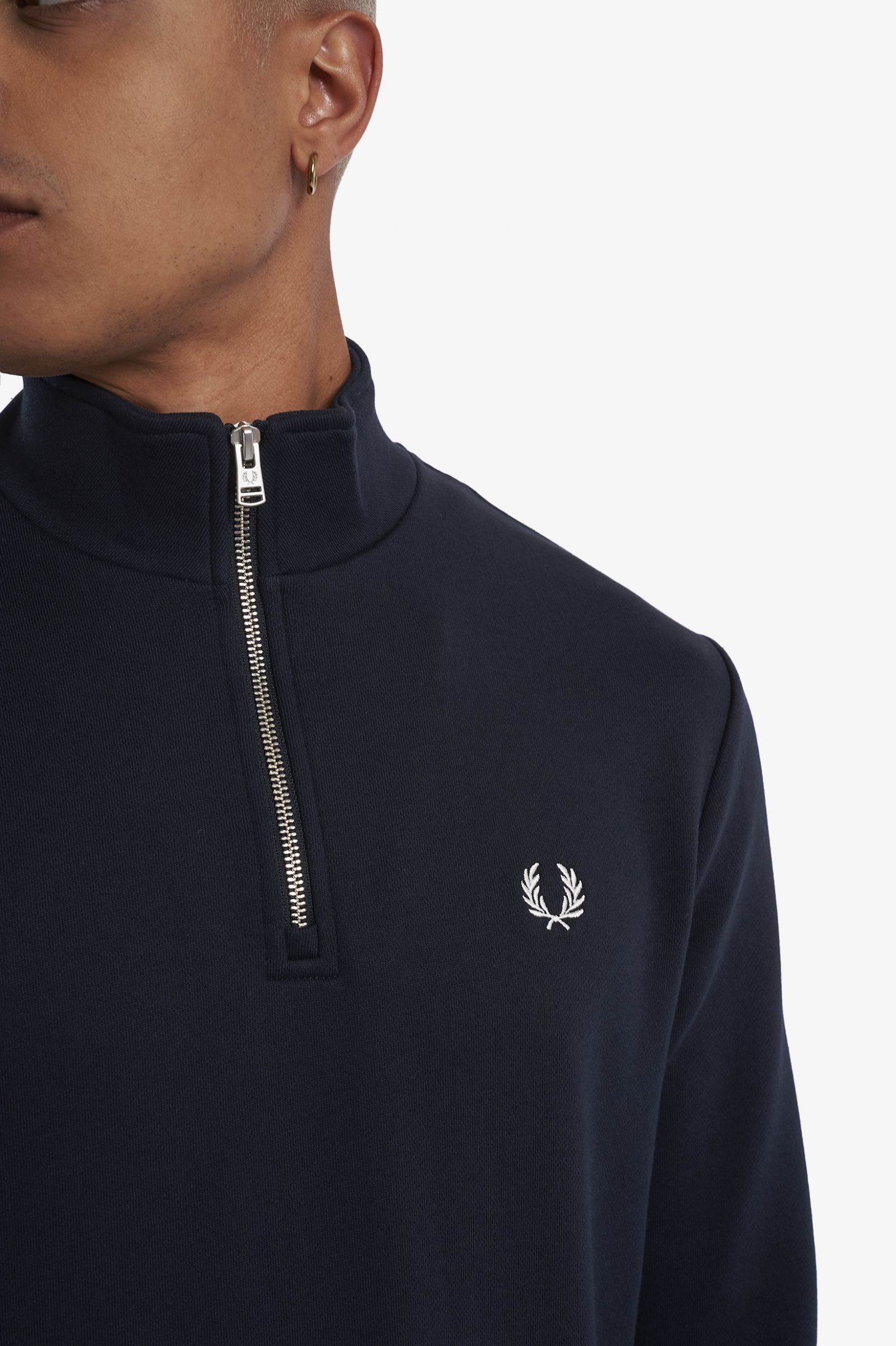 Fred Perry Sweatshirt mit halblangem Reißverschluss Marineblau