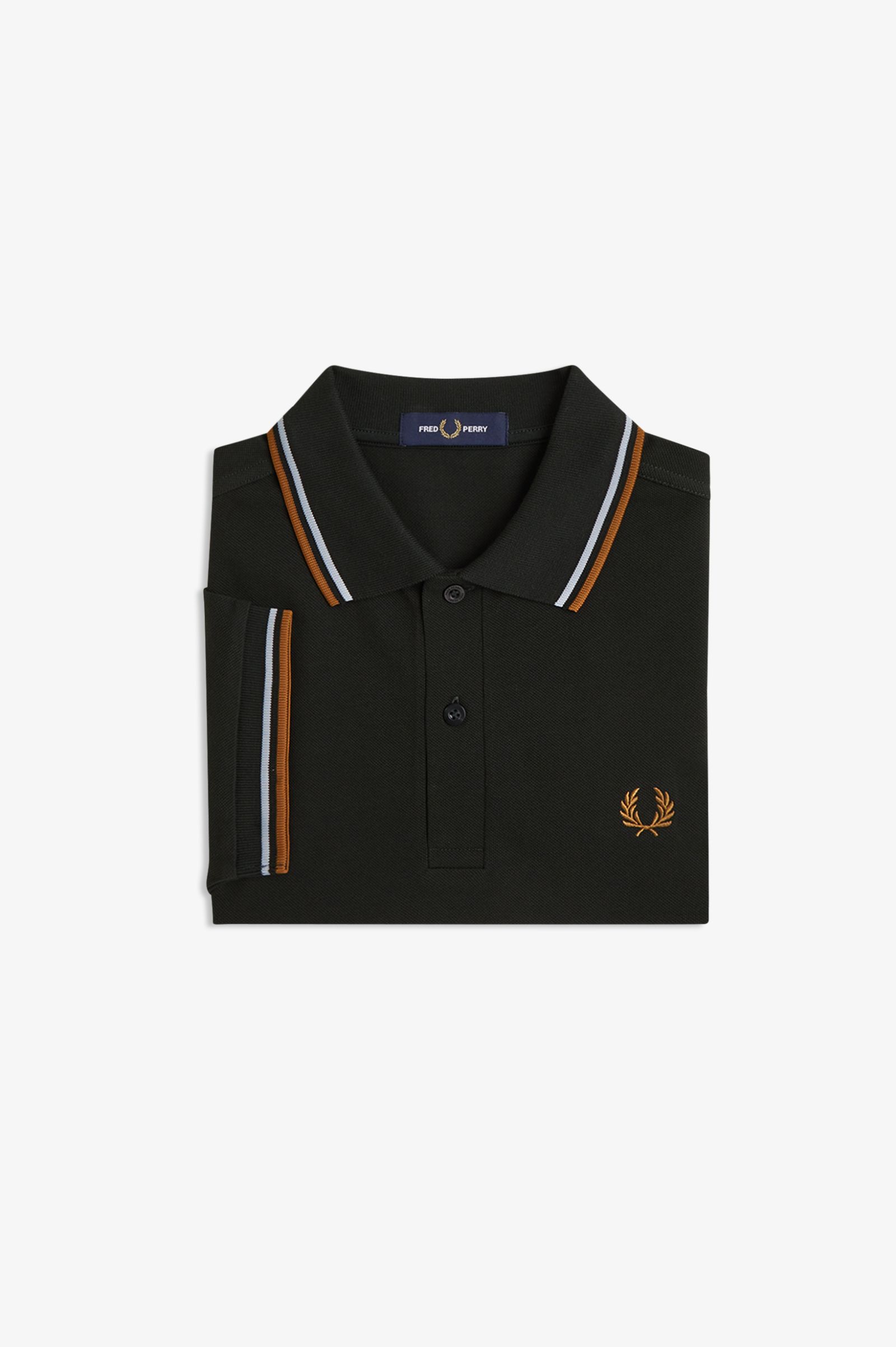 Fred Perry M3600 Twin Tipped Polo Shirt (Night Green/Dusky Blue/Dark Caramel)