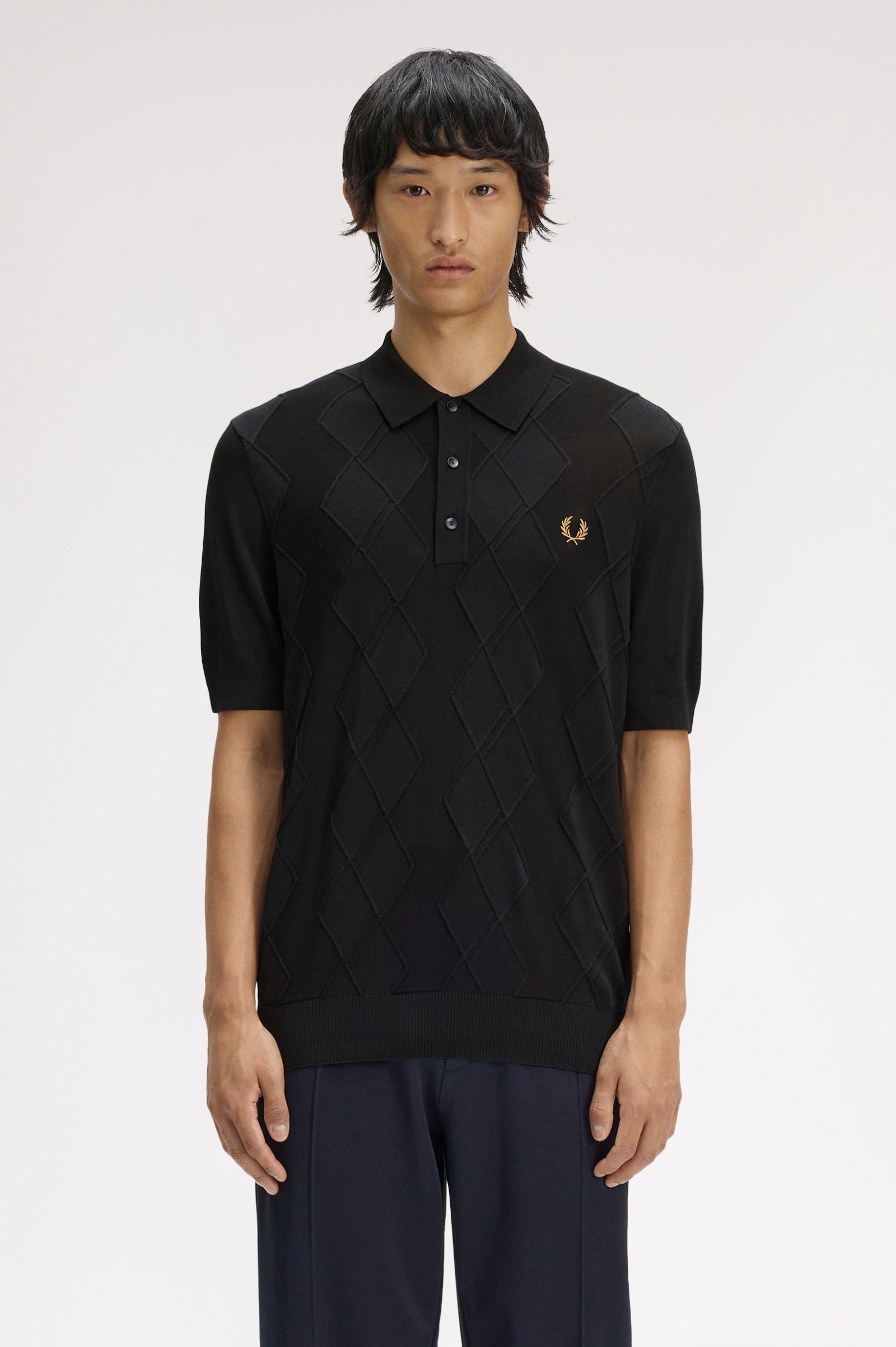 Fred Perry Cable Knitted Shirt (Black)