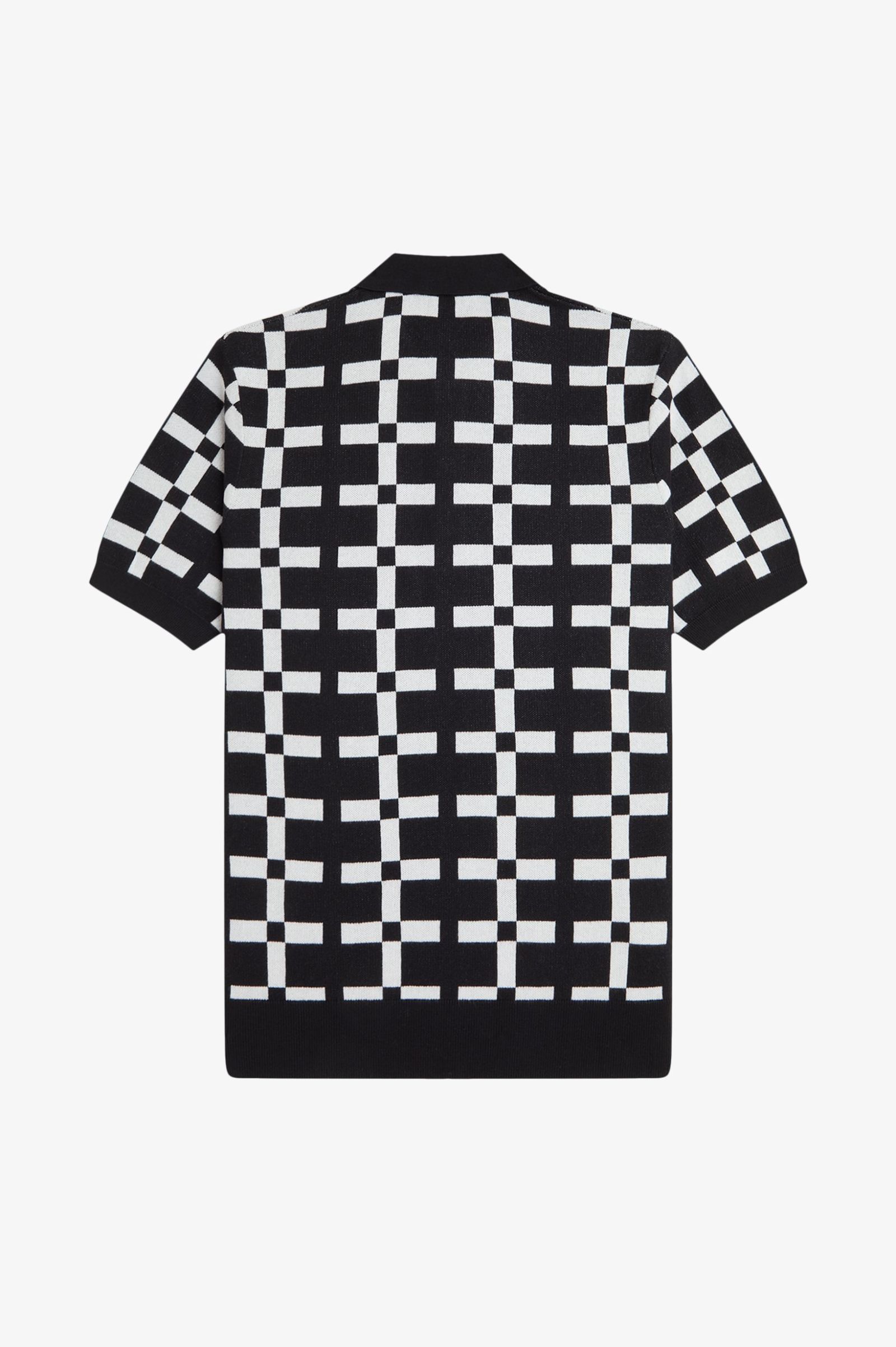 Fred Perry Geometric Jacquard Knit Shirt in Black