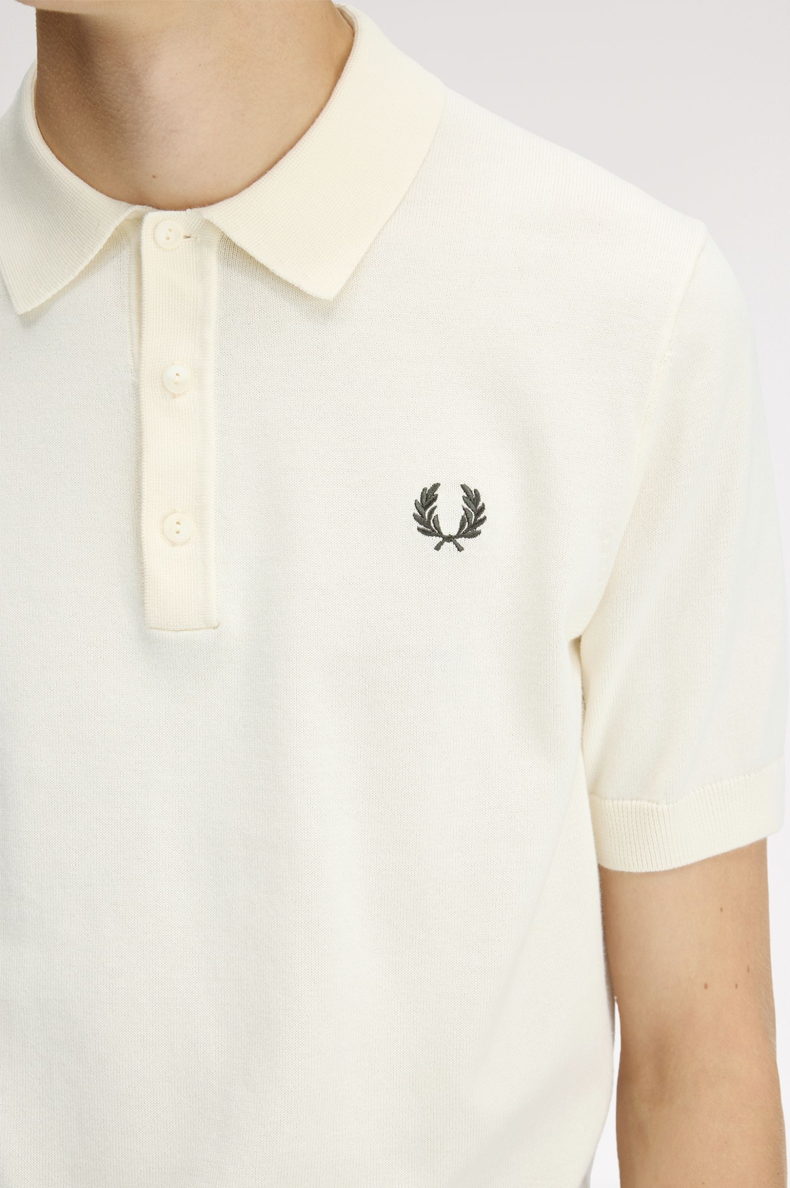 Fred Perry Cotton Knitted Shirt (Ecru)