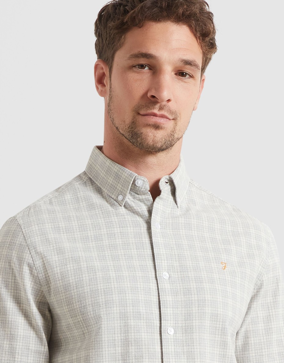 Farah Steen Check Longsleeve (Grey Marl)