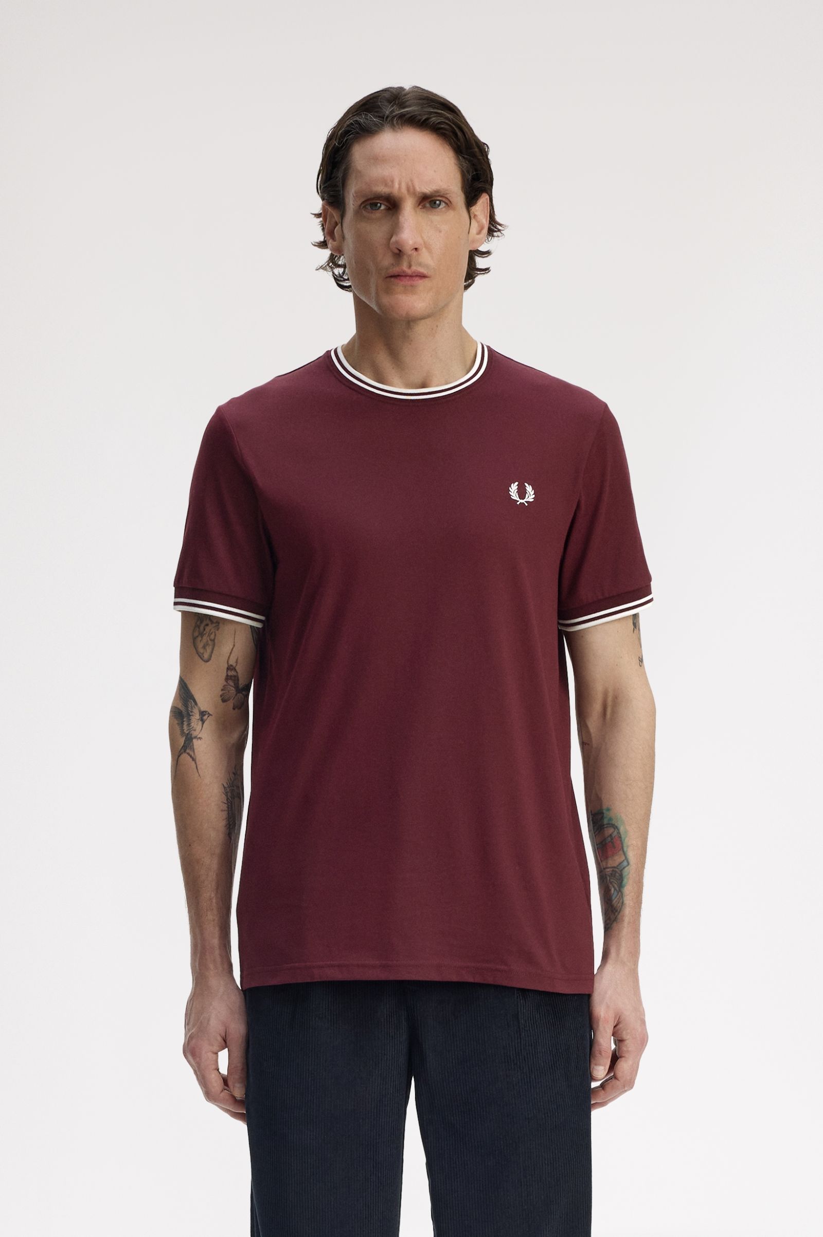 Fred Perry Twin Tipped T-Shirt (Oxblood/Ecru)