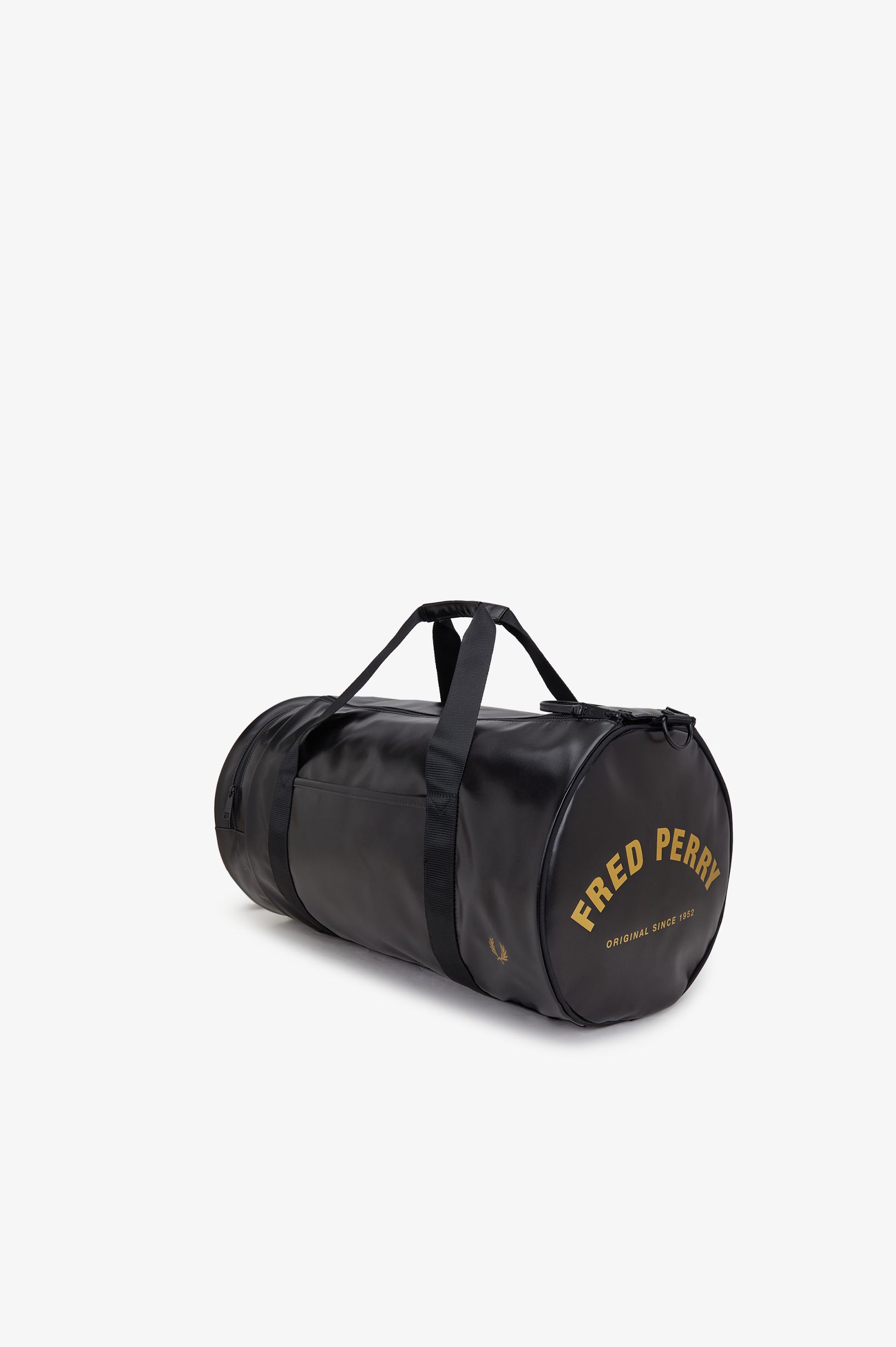 Fred Perry Tonal Large Barrel Bag In Black 