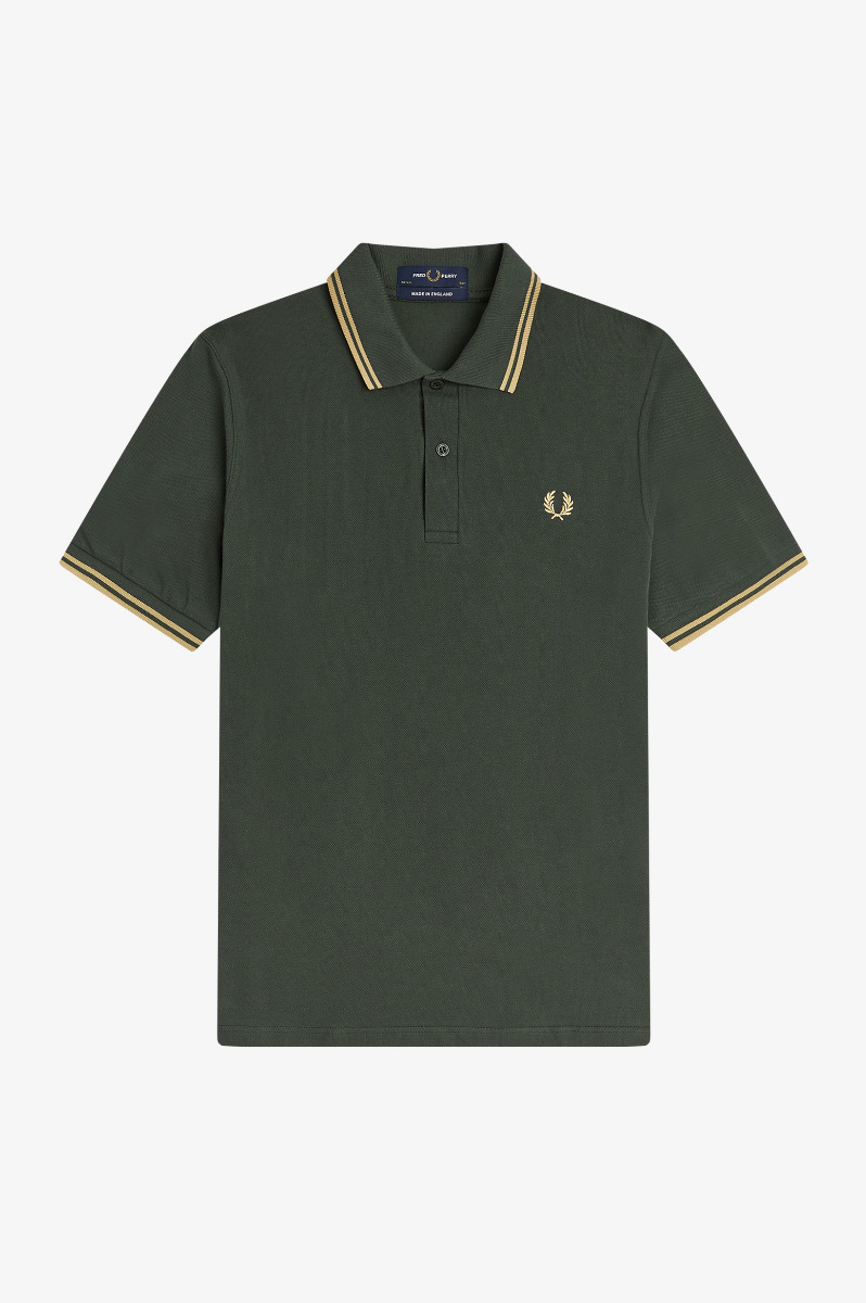 Fred Perry Made In England Twin Tipped Polo Shirt M12 Dark Wasabi-44