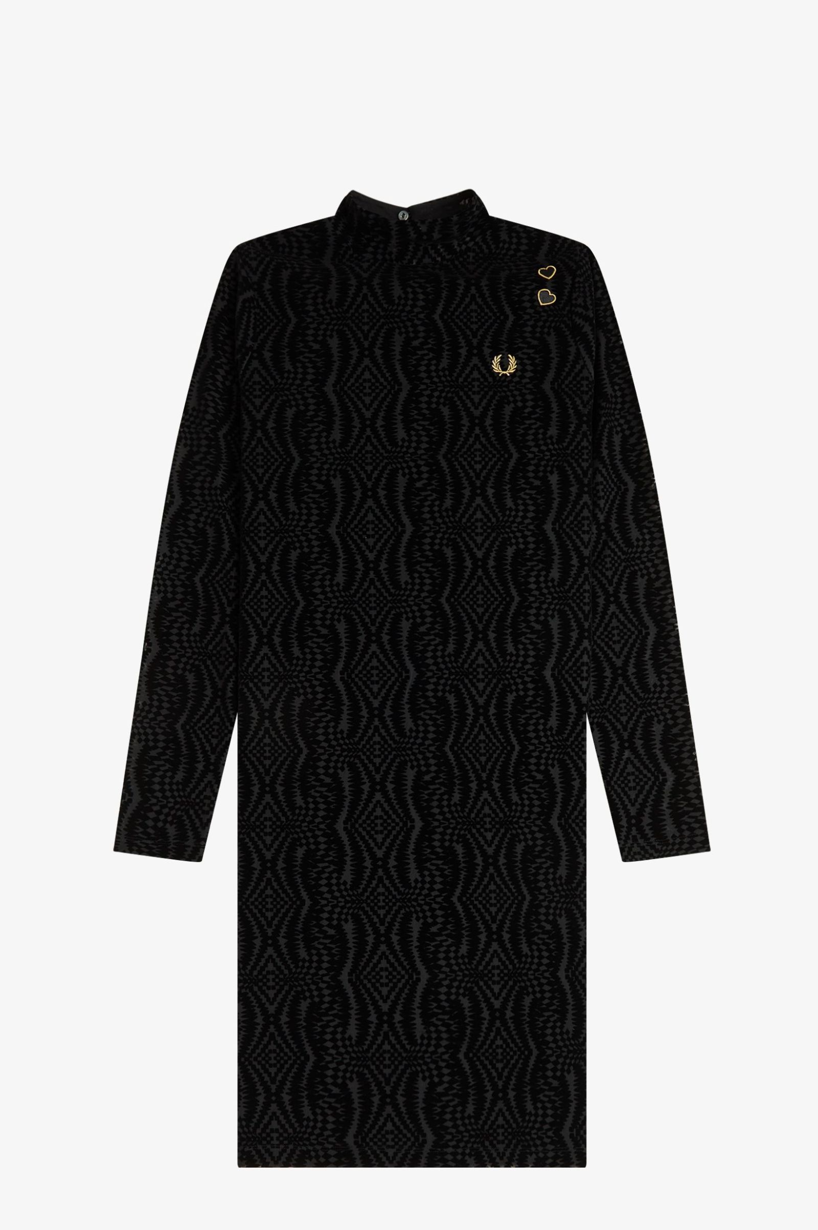 Fred Perry Flock Print Mesh Dress (Black)