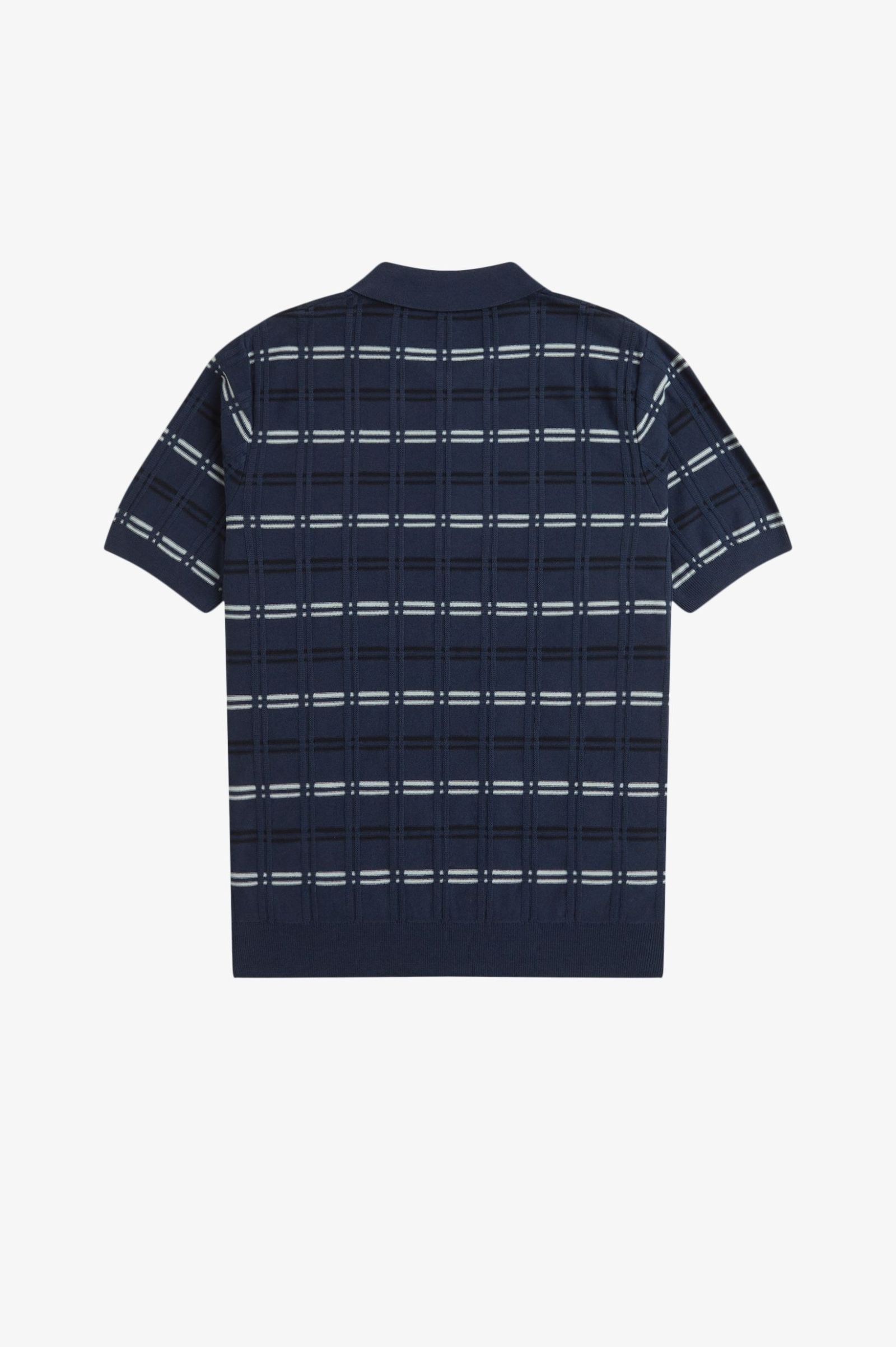 Fred Perry Striped Ribbed Knitted Shirt in Tennisblue 