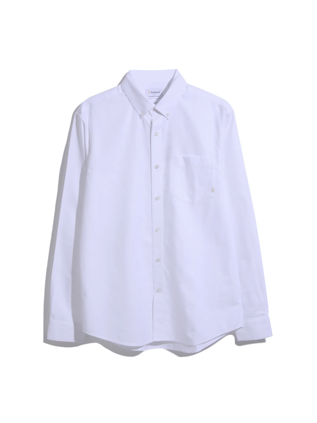Farah Brewer Casual Fit Organic Cotton Long Sleeve Shirt In White 