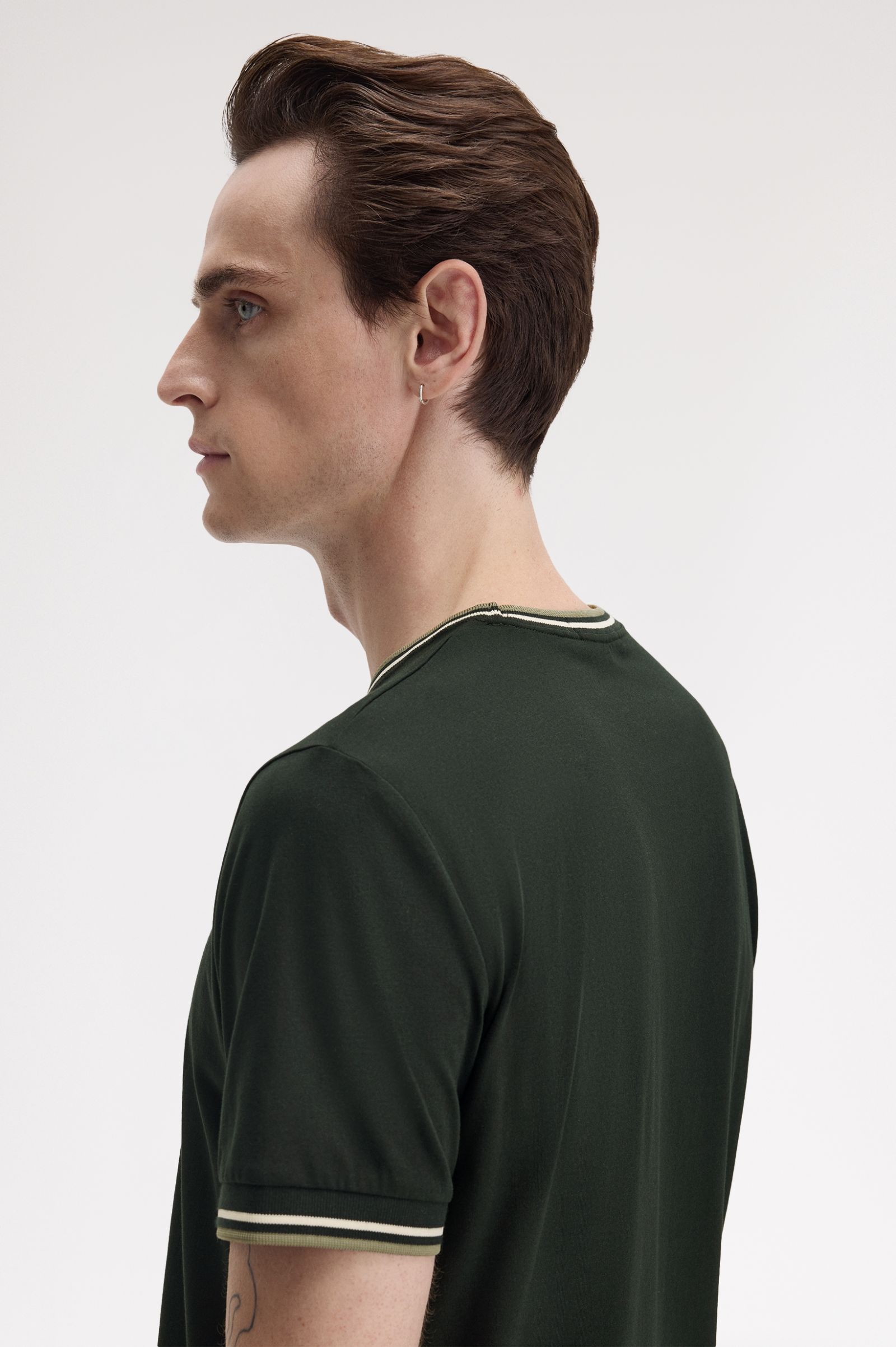 Fred Perry Twin Tipped T-Shirt in Night Green/Light Ecru/Olive Mint 
